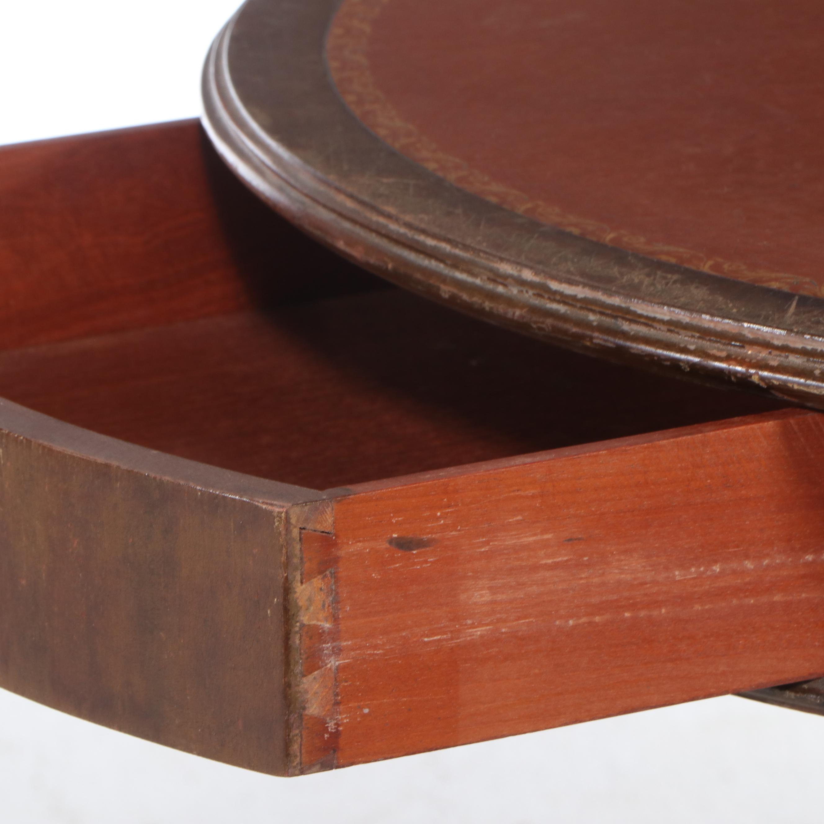 Regency Style Leather Top Mahogany Center Table, Mid-20th Century