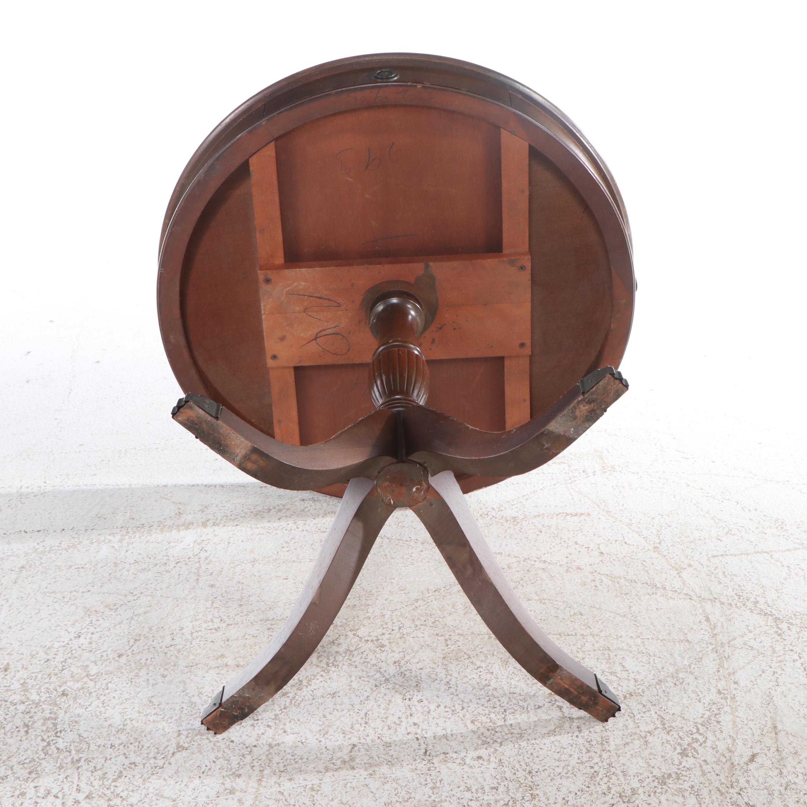 Regency Style Leather Top Mahogany Center Table, Mid-20th Century