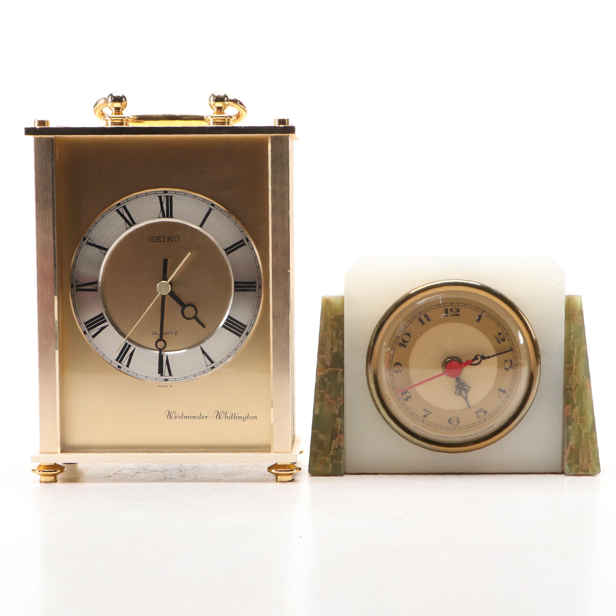 Whitehall Hammond Calcite Art Deco Clock with Seiko Mantel Clock