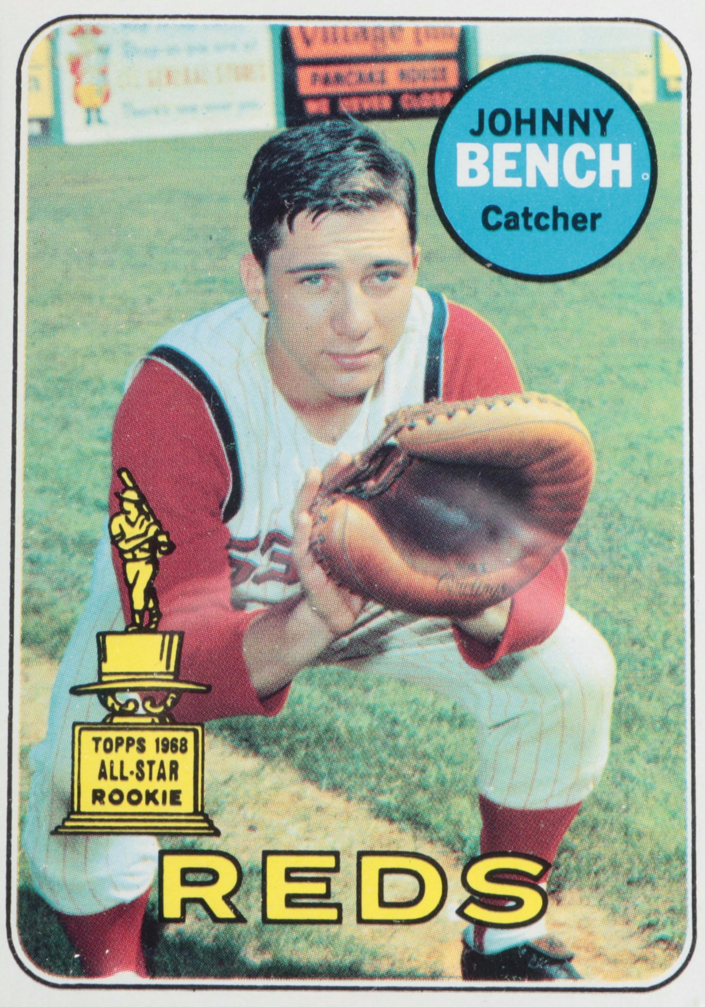 1969 Topps Johnny Bench Cincinnati Reds All-Star Rookie Card Graded PSA 8
