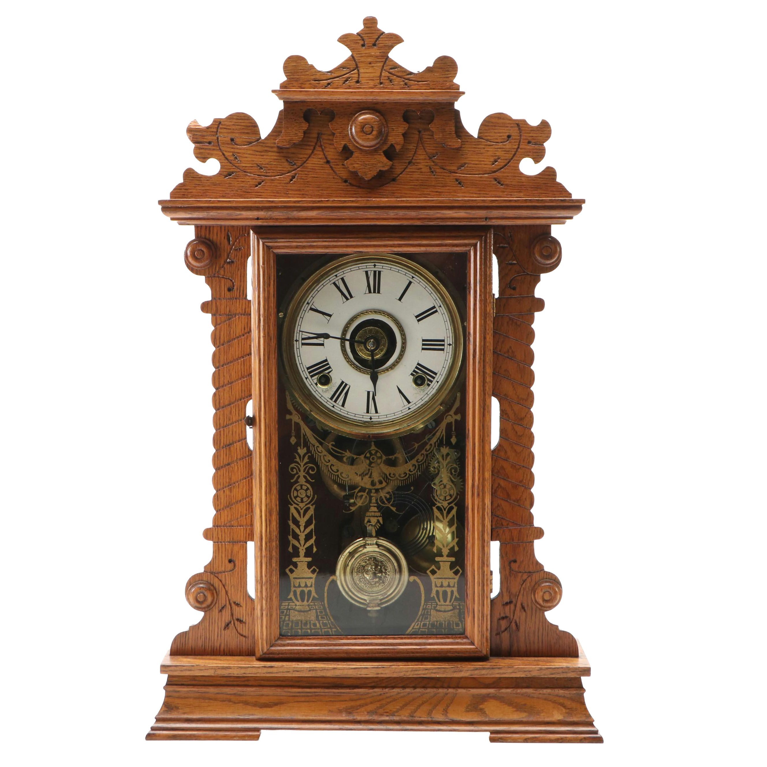 Seth Thomas Oak Eight Day Kitchen Clock, Early 20th Century