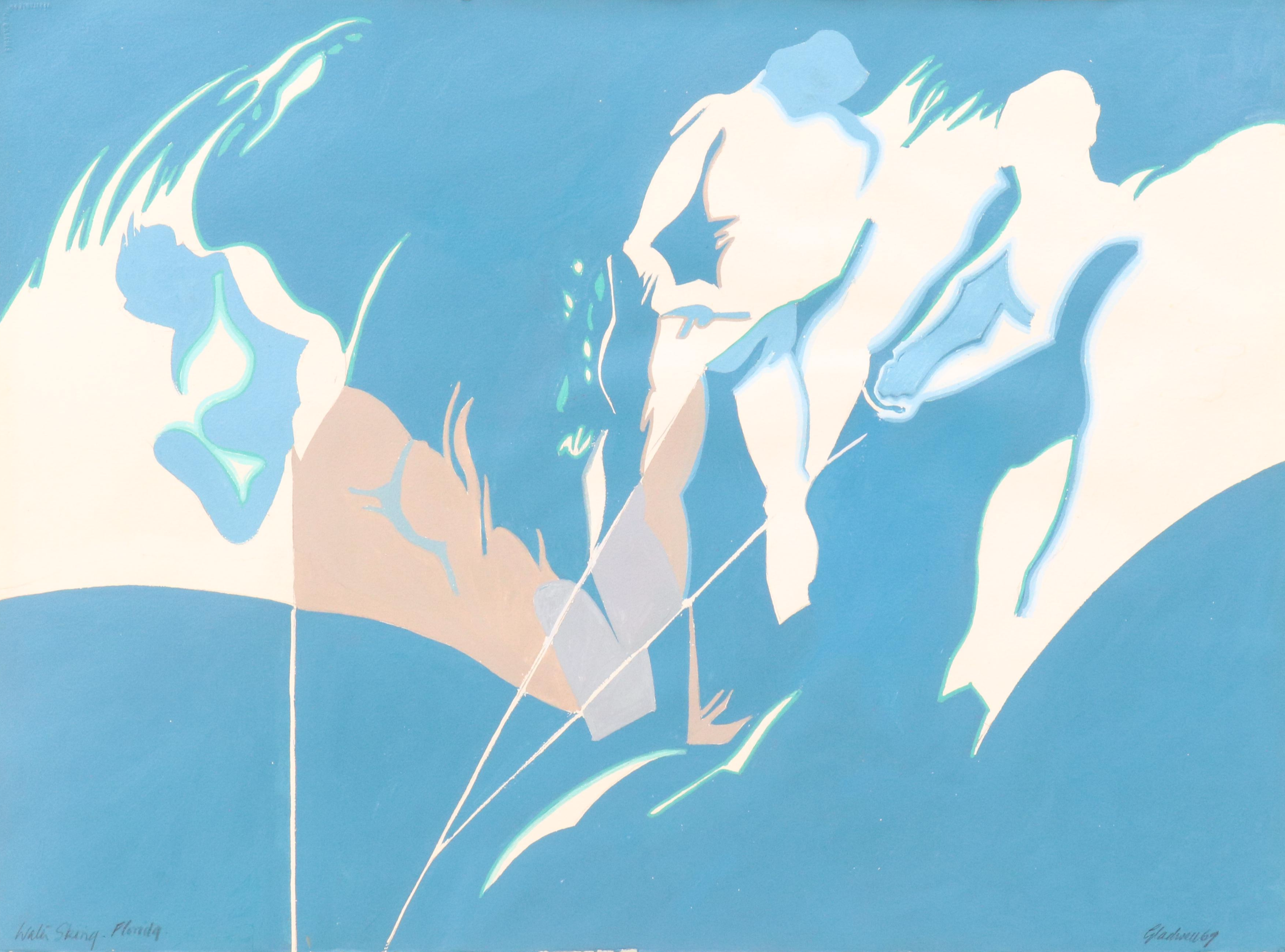 Rodney Gladwell Acrylic Painting "Water Skiing - Florida," 1967