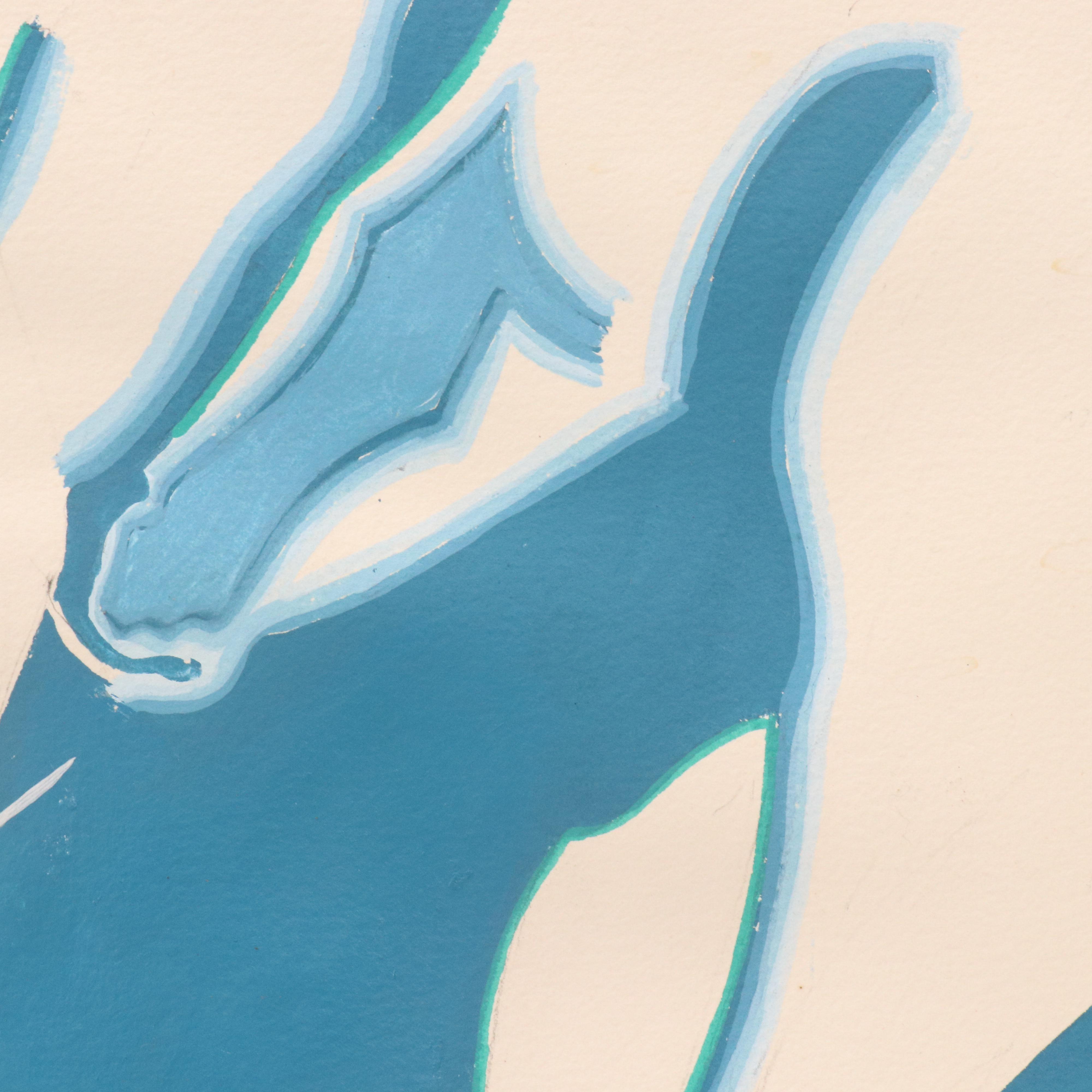 Rodney Gladwell Acrylic Painting "Water Skiing - Florida," 1967