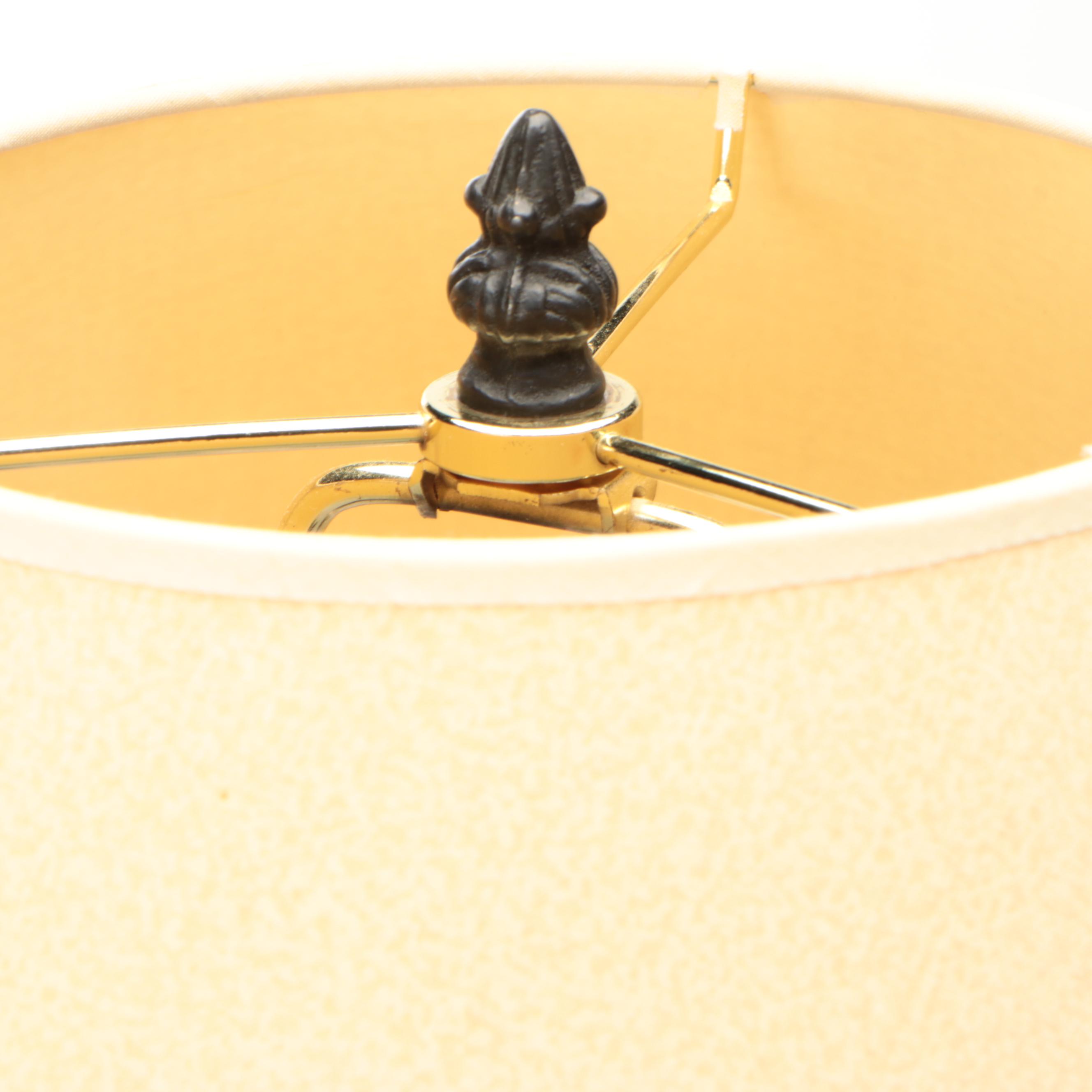 Black Metal Wrought Iron Floor Lamp with Paper Shade