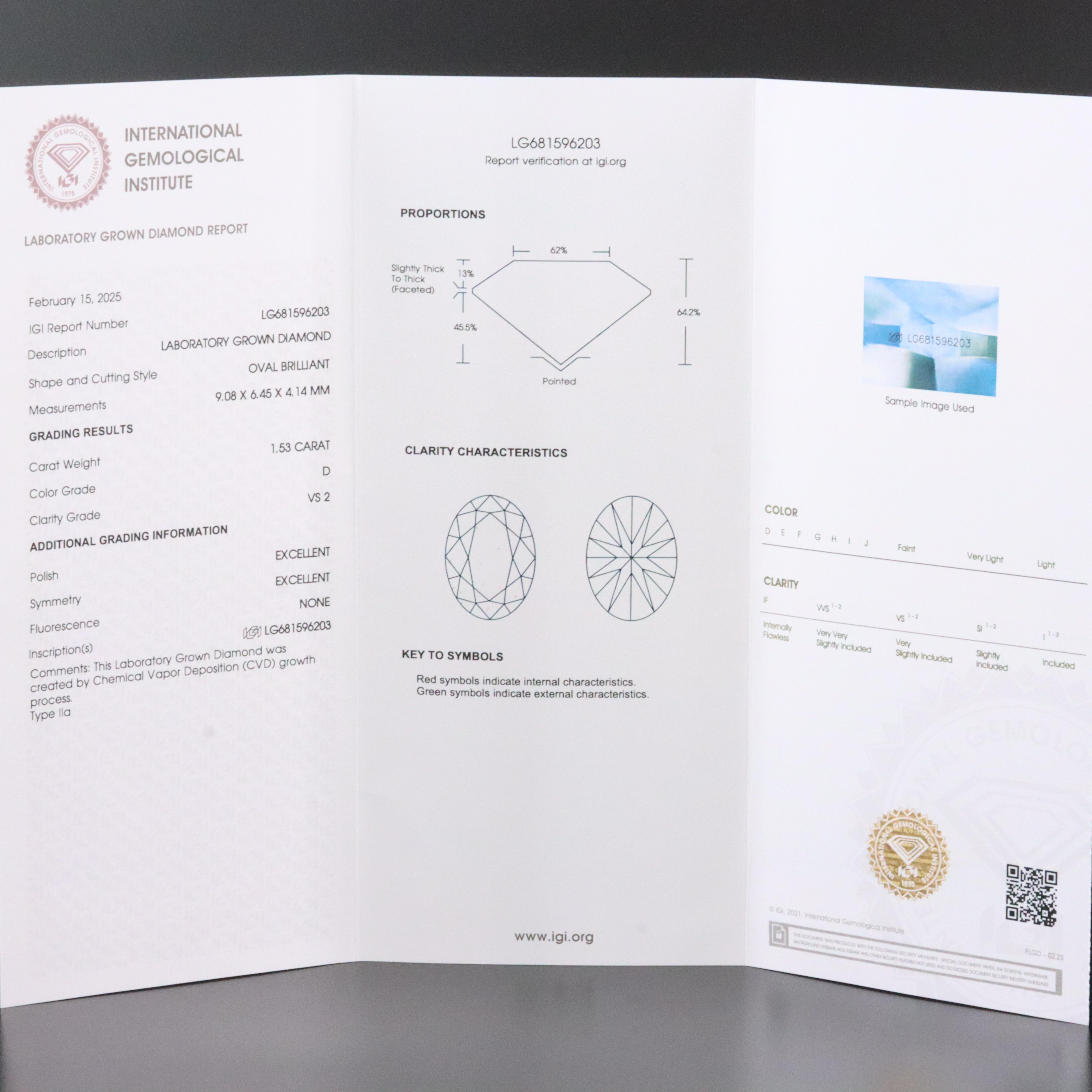 14K 1.53 CT Lab Grown Diamond Solitaire Ring with IGI Report