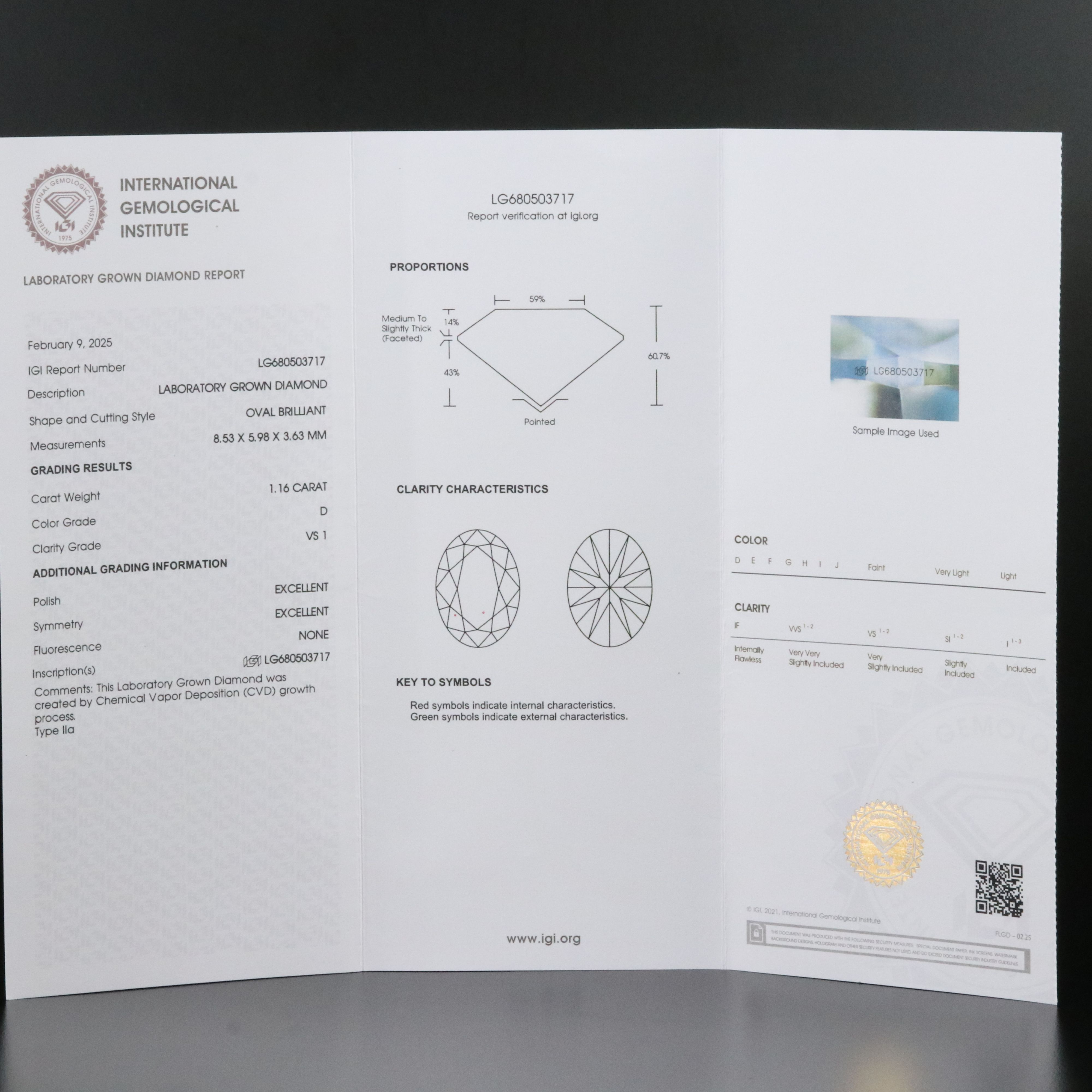 14K 1.16 CT Lab Grown Diamond Solitaire Ring with IGI Report