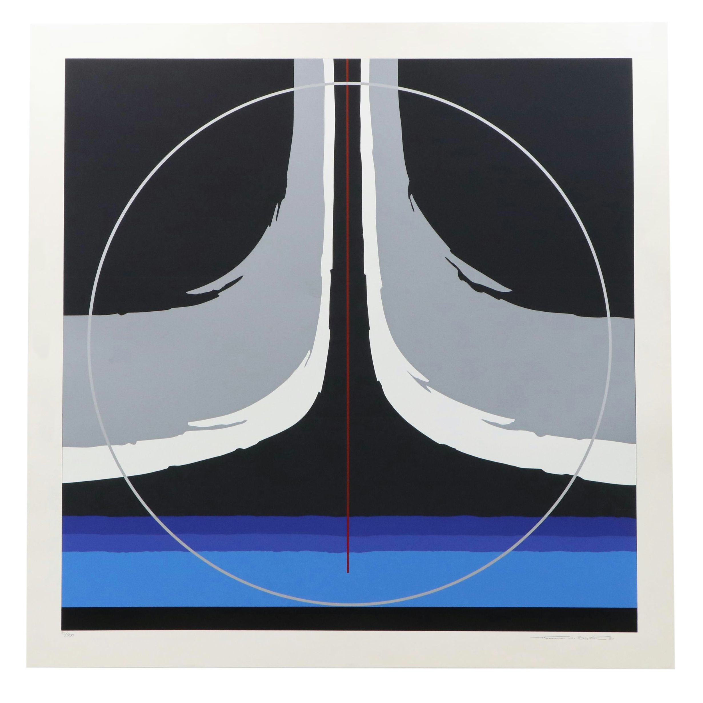 Thomas Whelan Benton Abstract Serigraph "Earthline Red," 1981