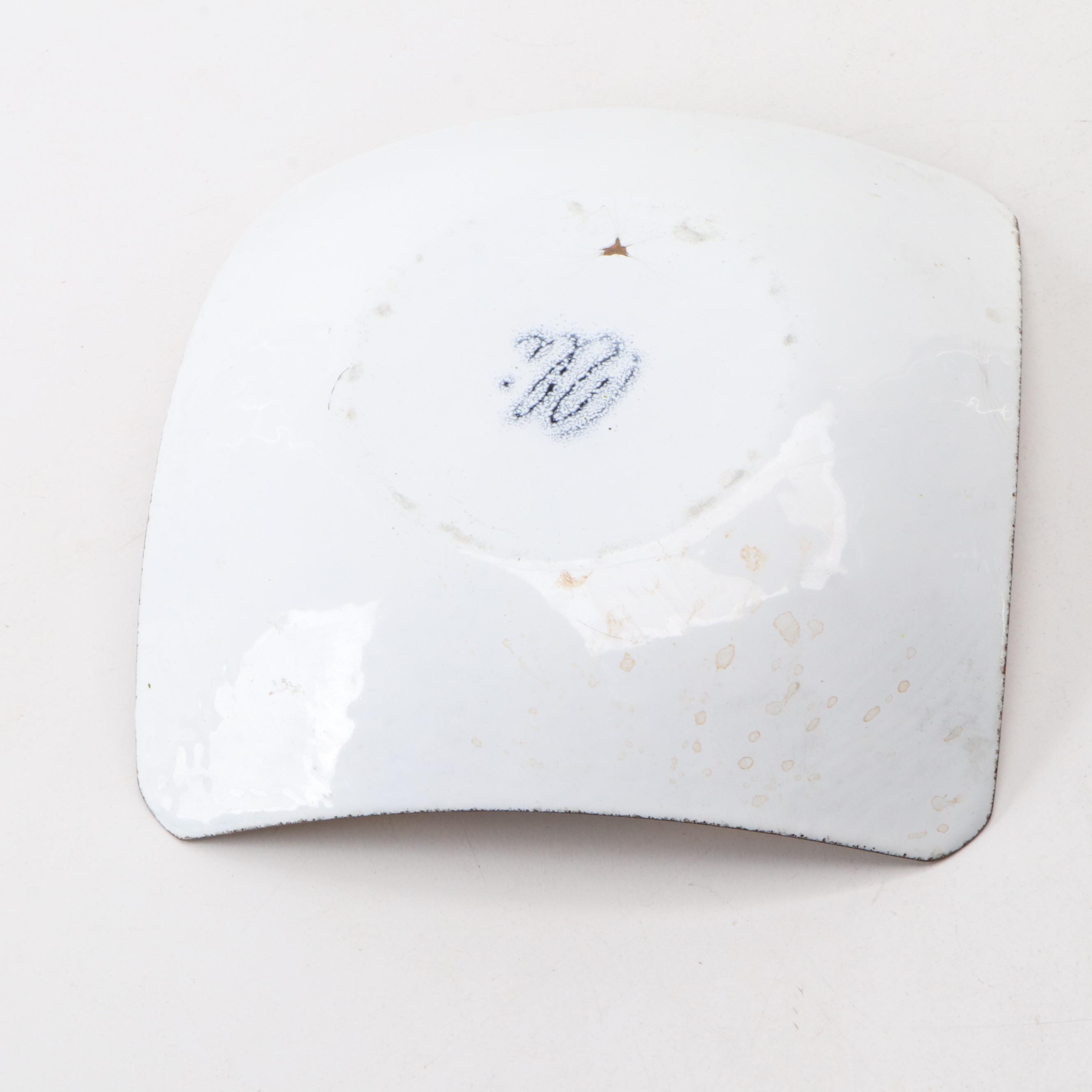 Mid Century Modern Decorative Enamel Plates with Heintz Sterling Overlay Vase