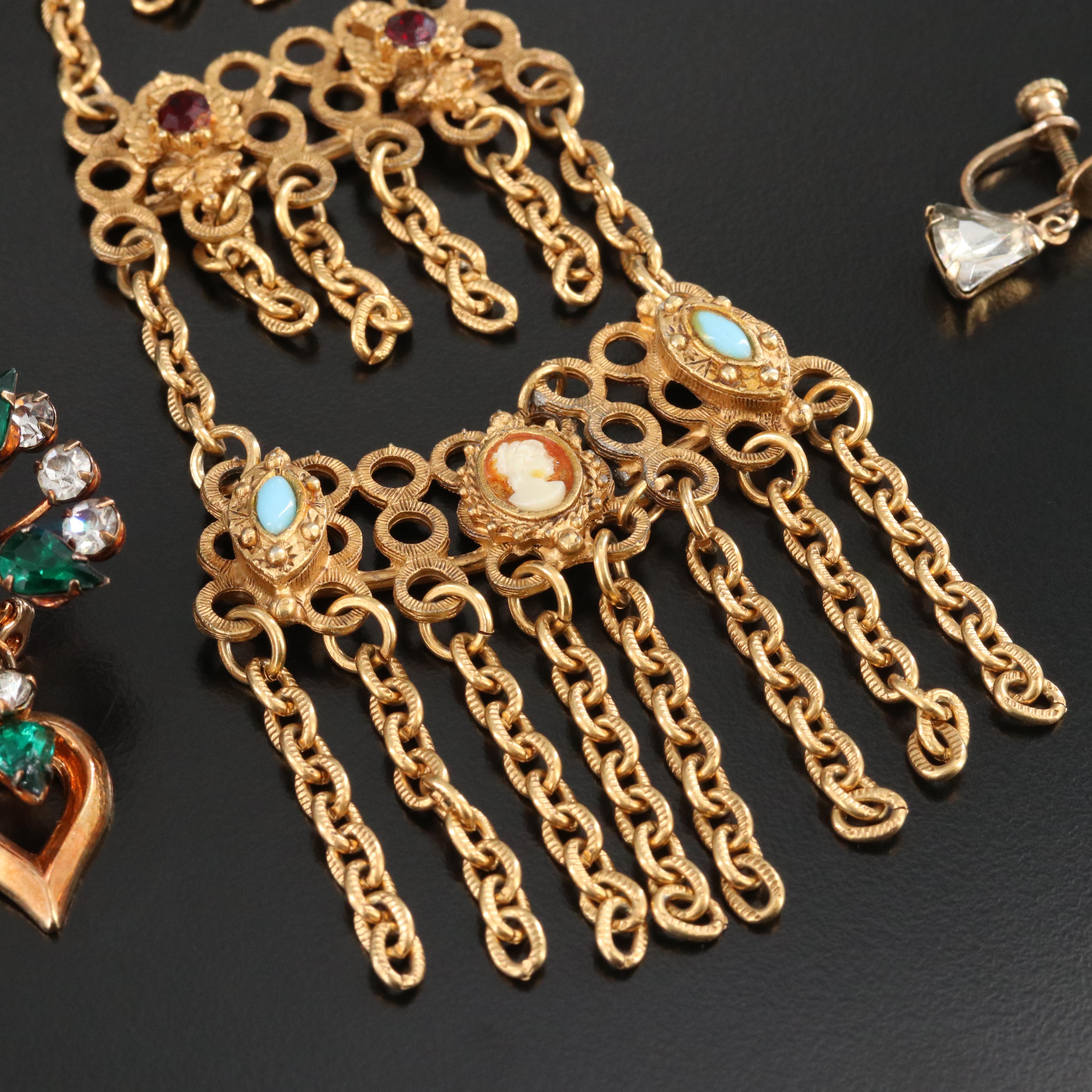 Vintage Rhinestone and Enamel Jewelry Collection Featuring 900 Silver