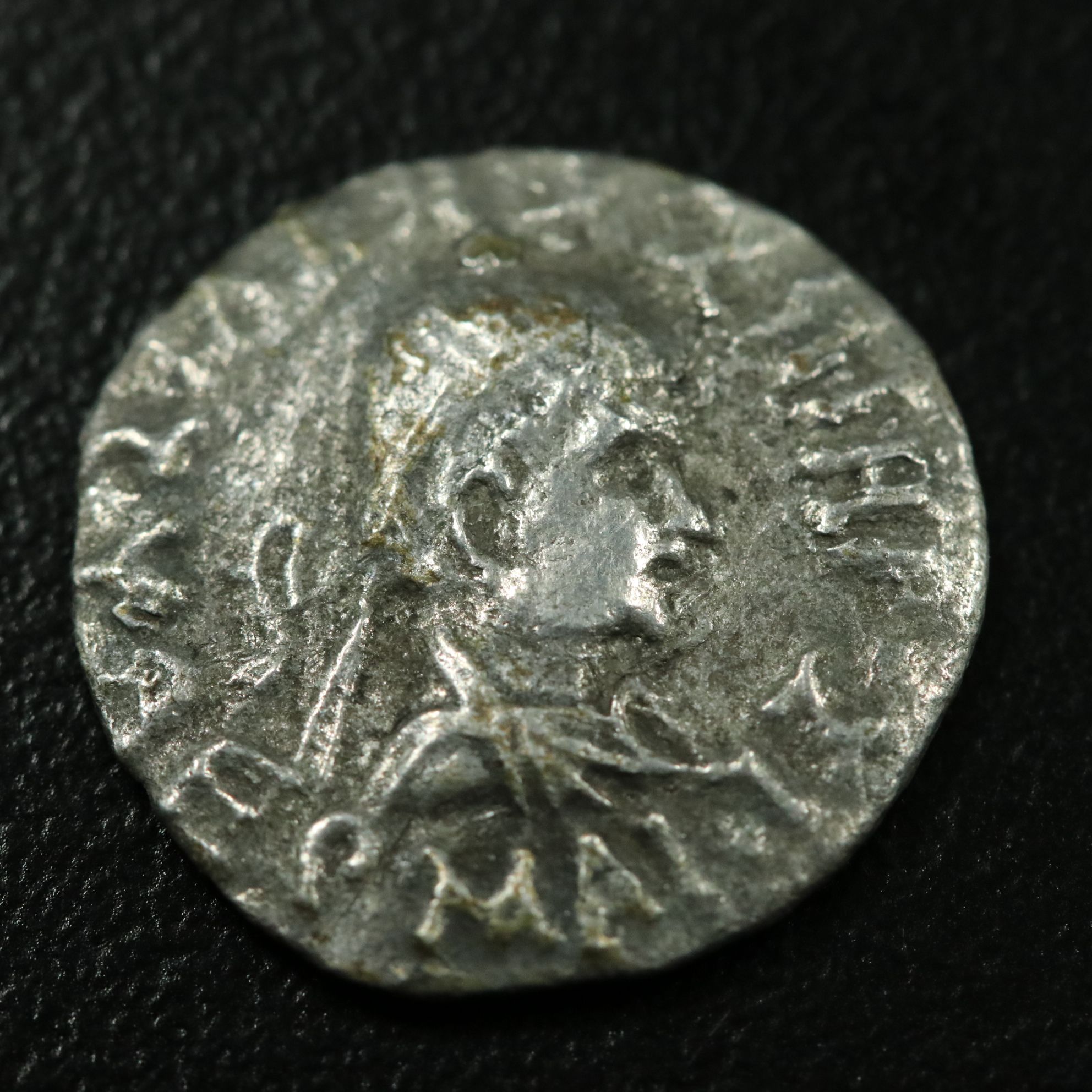 Ancient Baktrian Kingdom AR Drachm Coin of Hermaeus Soter, ca. 55 B.C.