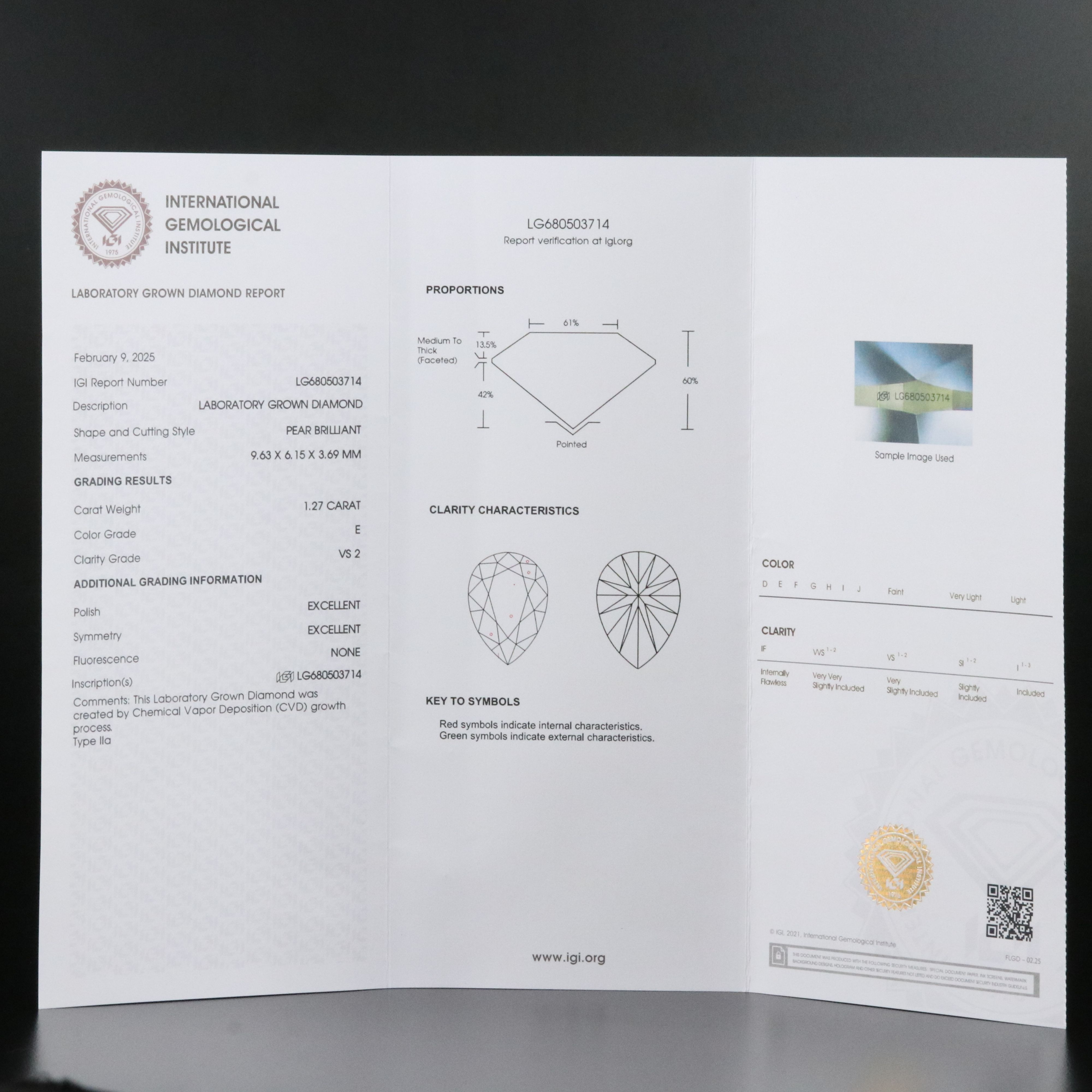 14K 1.27 CT Lab Grown Diamond Solitaire Ring with IGI Report