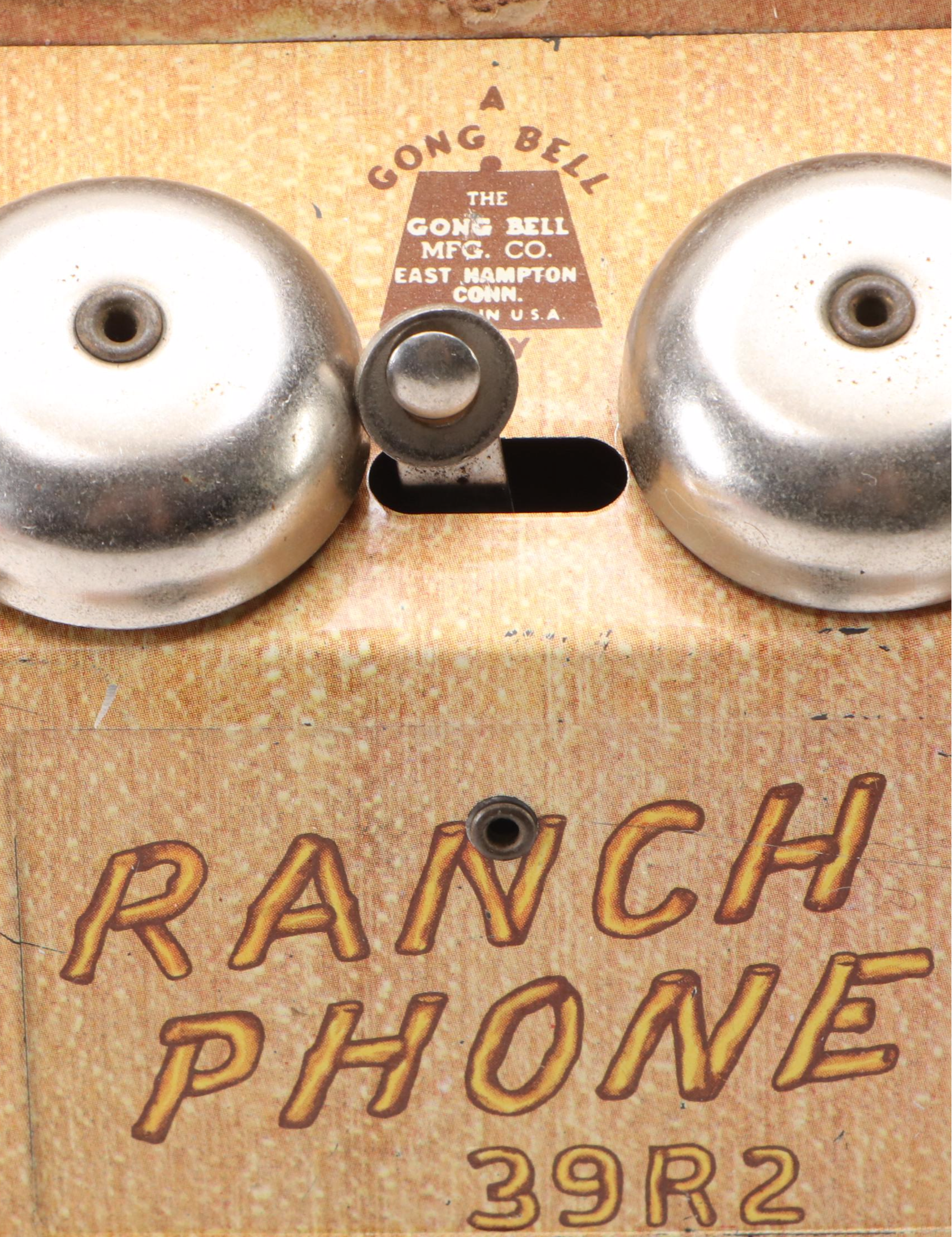 Marx Roy Rogers Tin Ranch House and Gong Bell "Ranch Phone," 1950s