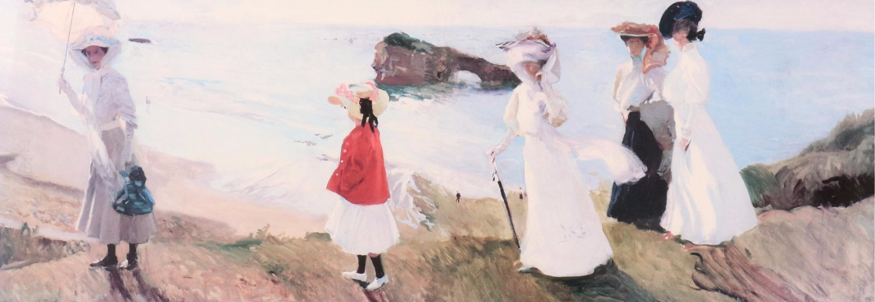 After Joaquín Sorolla y Bastida Offset Lithograph "Lighthouse Walk at Biarritz"