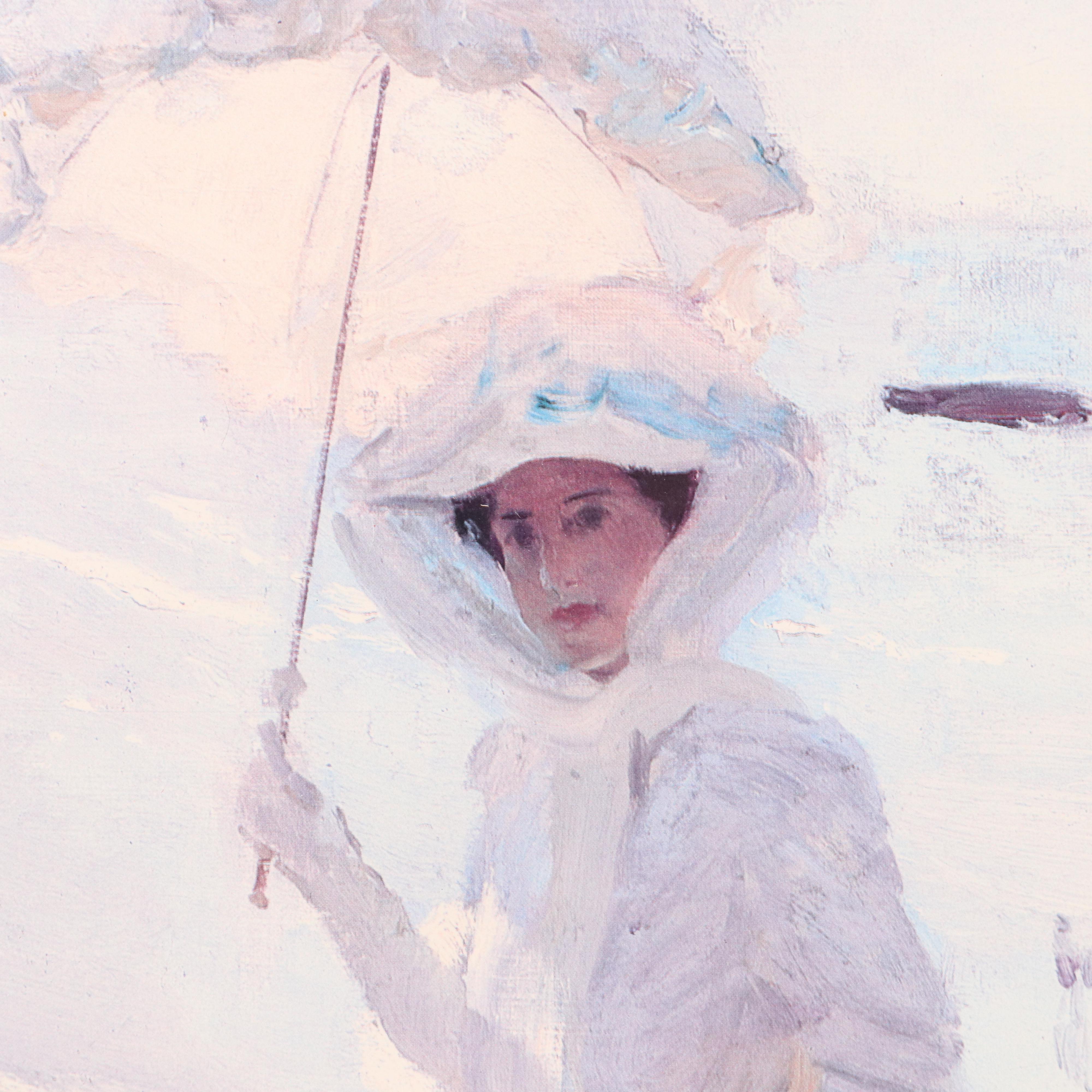 After Joaquín Sorolla y Bastida Offset Lithograph "Lighthouse Walk at Biarritz"