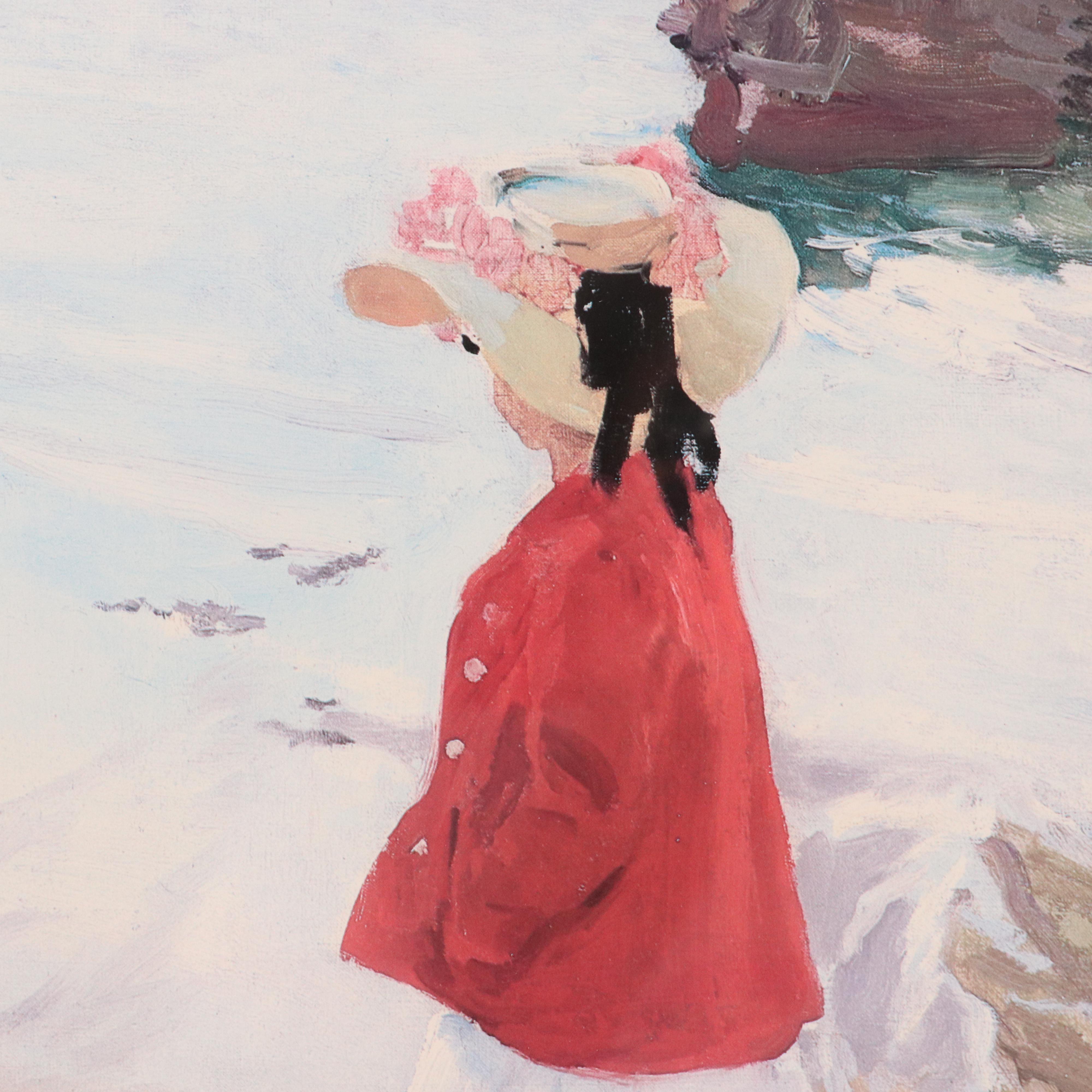 After Joaquín Sorolla y Bastida Offset Lithograph "Lighthouse Walk at Biarritz"