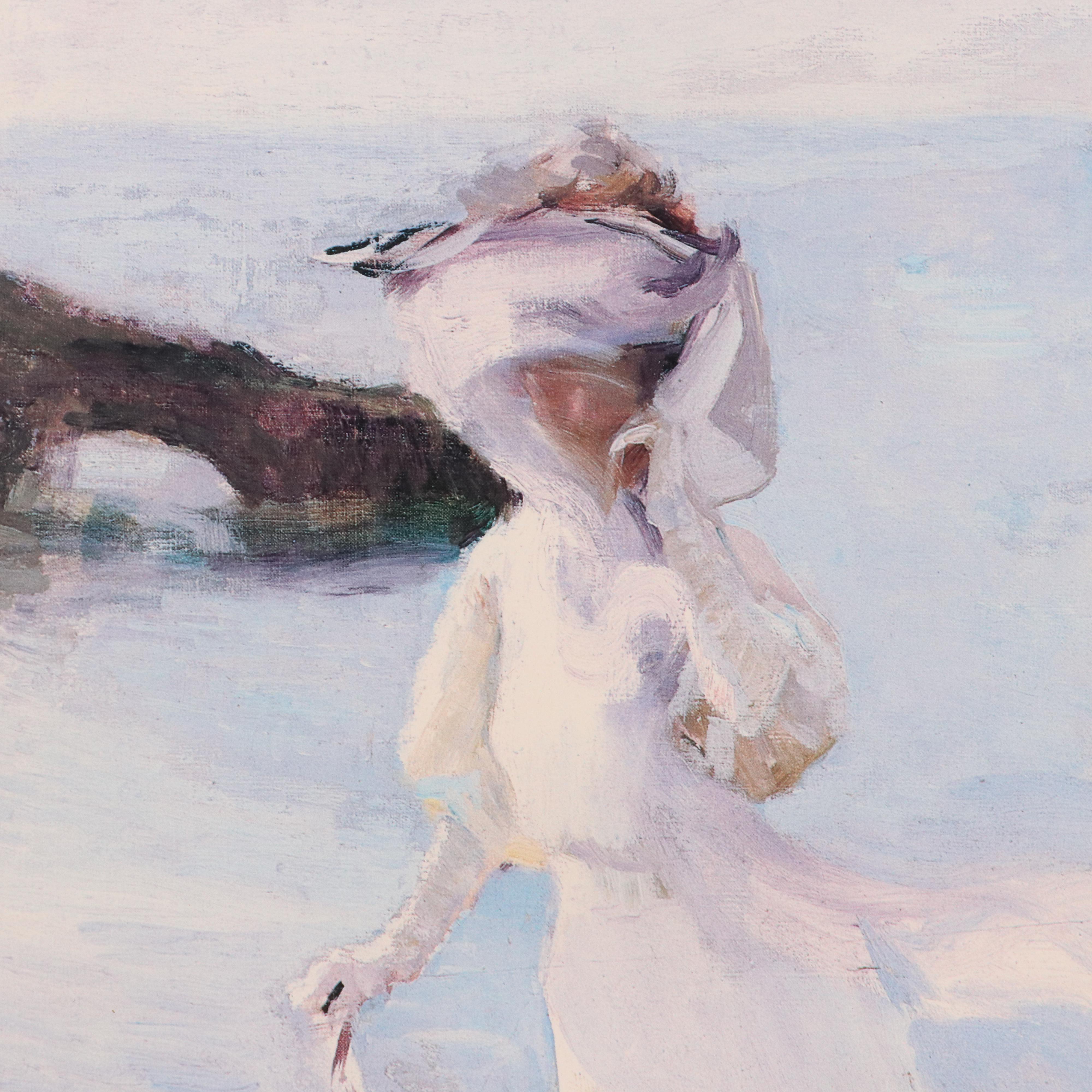 After Joaquín Sorolla y Bastida Offset Lithograph "Lighthouse Walk at Biarritz"