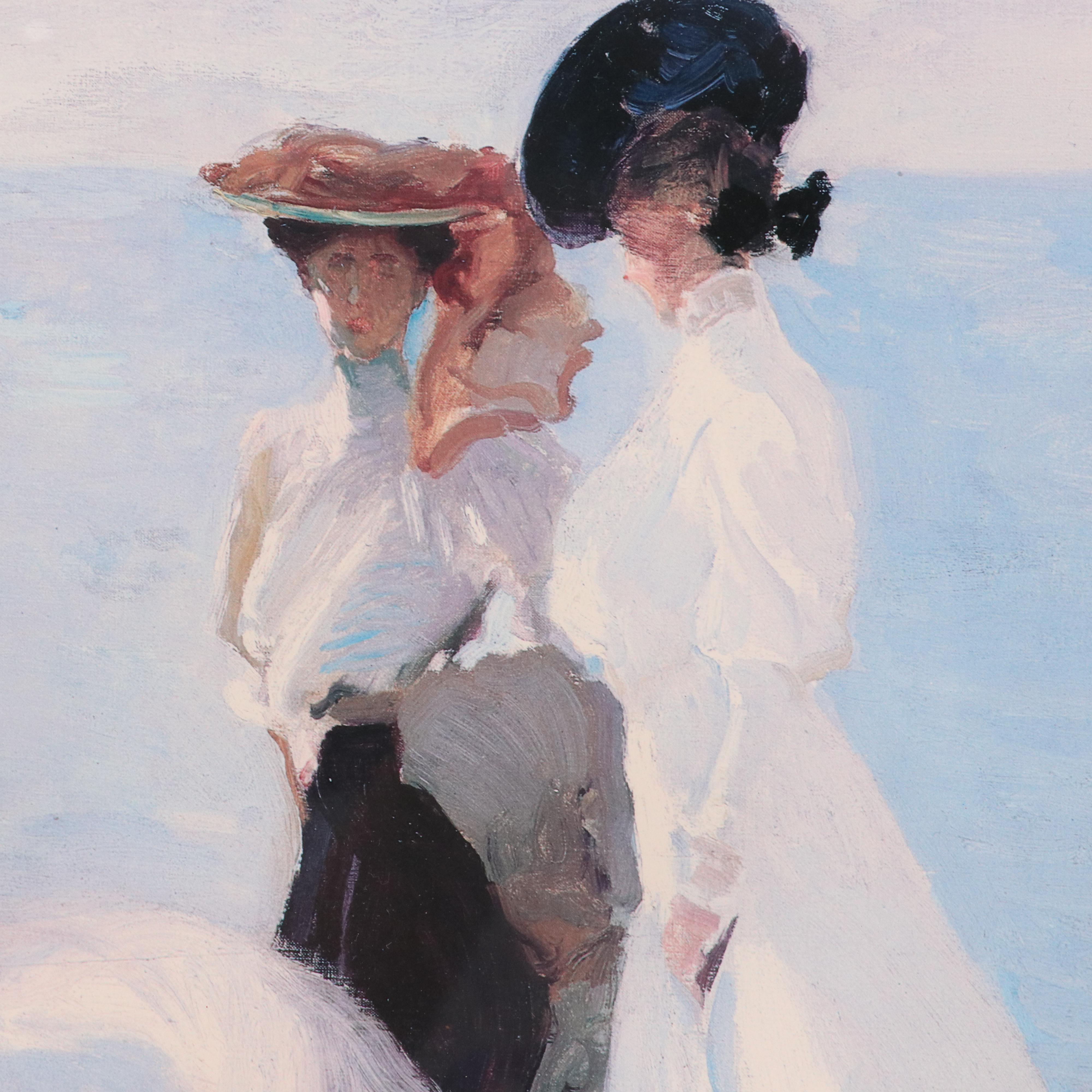 After Joaquín Sorolla y Bastida Offset Lithograph "Lighthouse Walk at Biarritz"