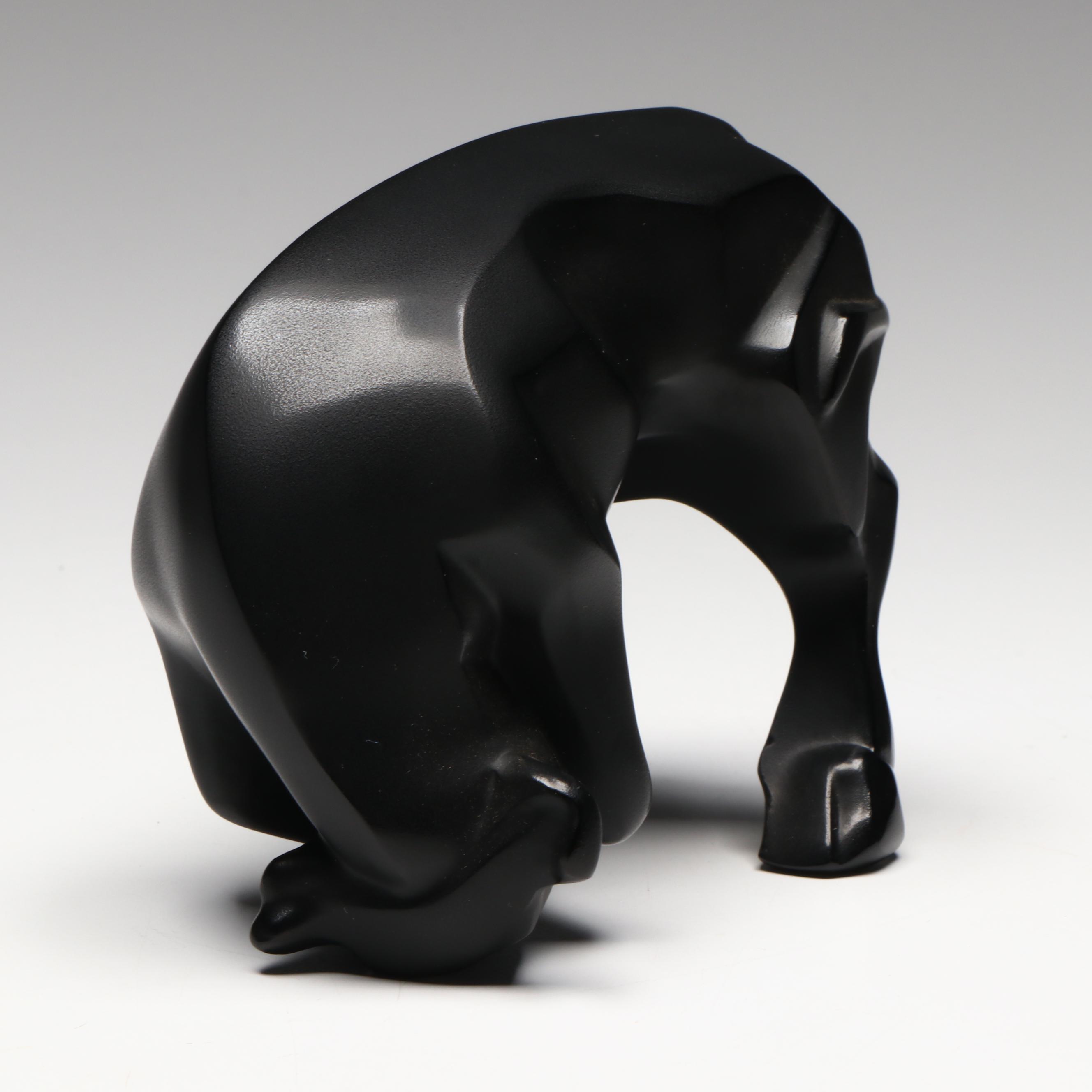 Lalique "Auroch Taureau" Noire Crystal Bull Figurine