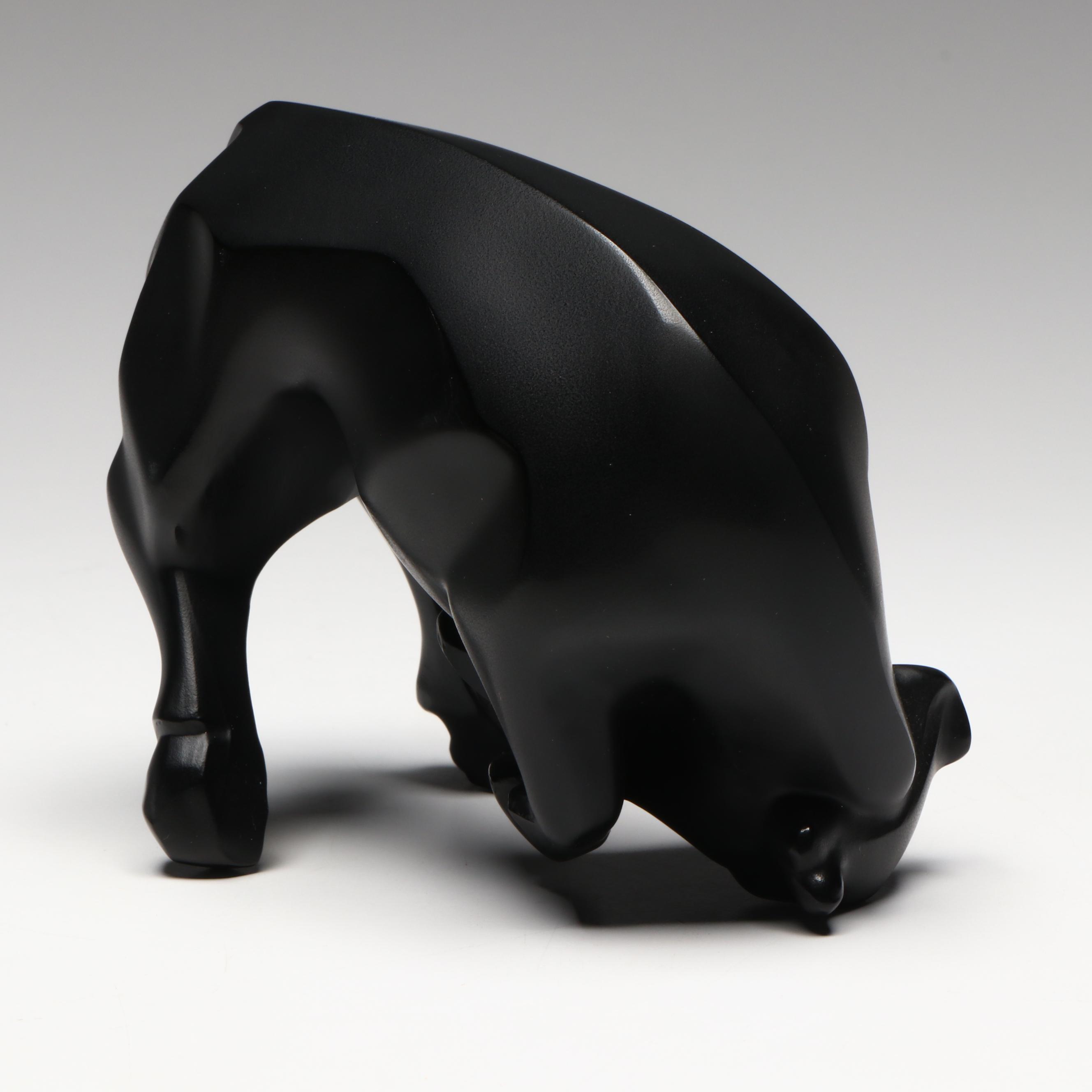Lalique "Auroch Taureau" Noire Crystal Bull Figurine