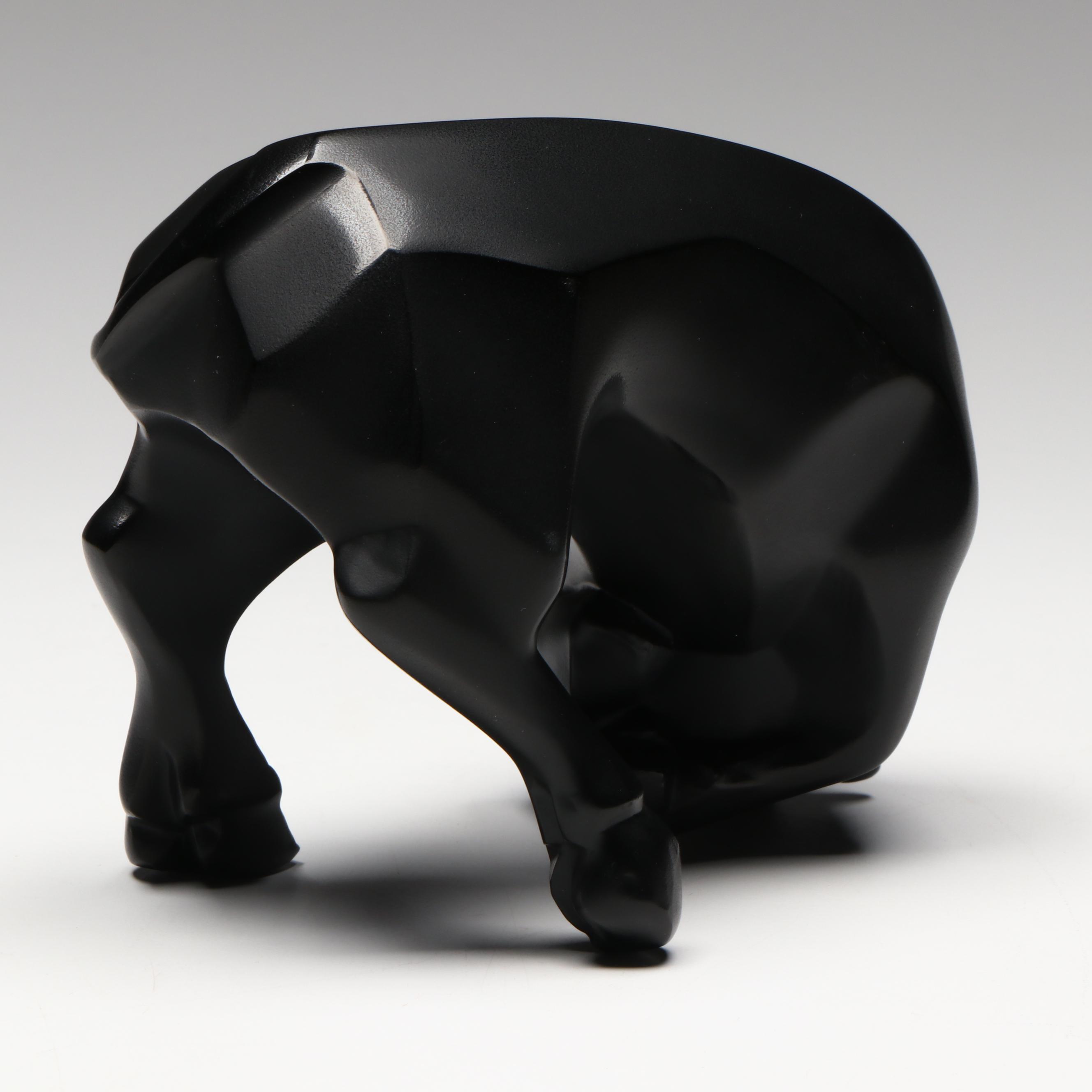Lalique "Auroch Taureau" Noire Crystal Bull Figurine