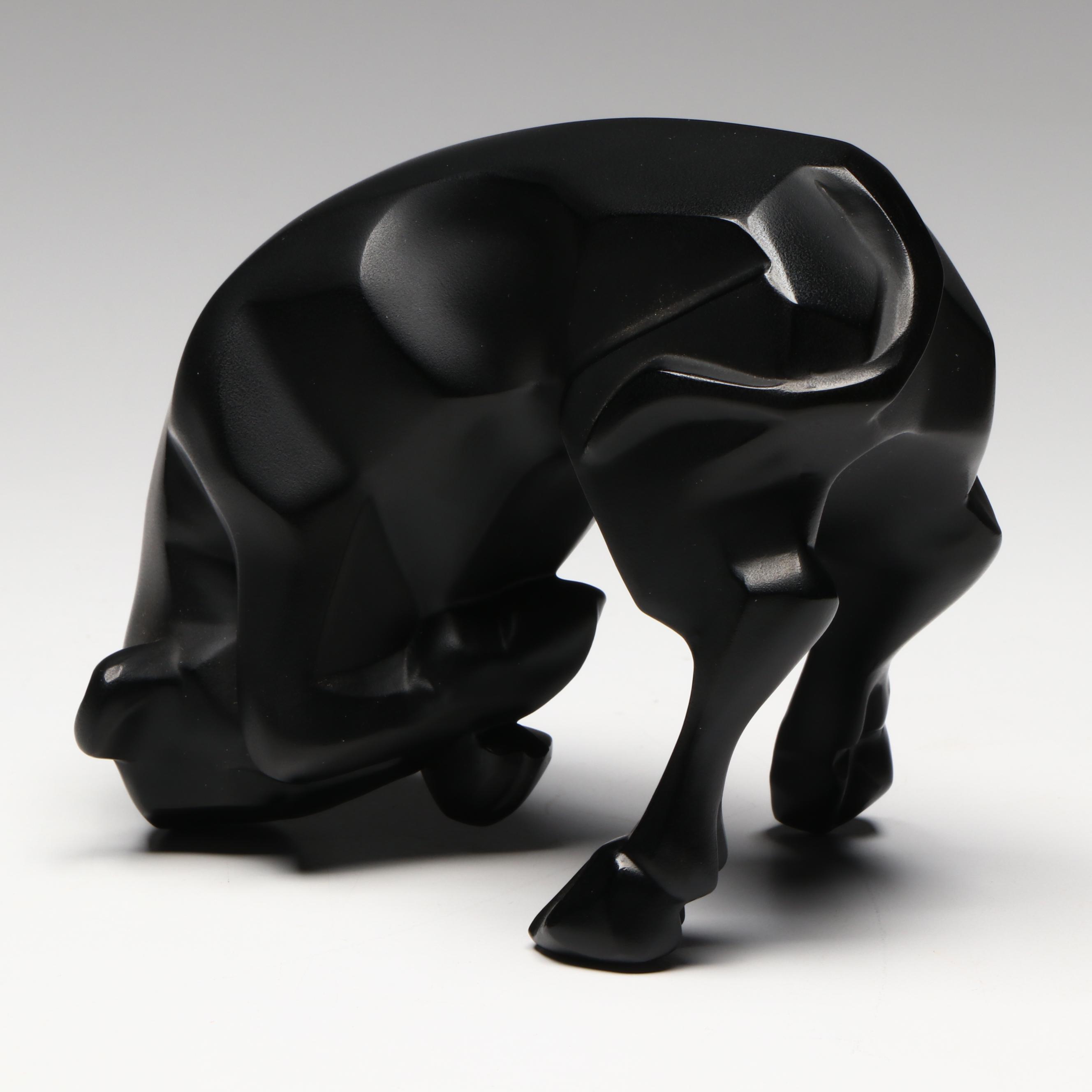 Lalique "Auroch Taureau" Noire Crystal Bull Figurine