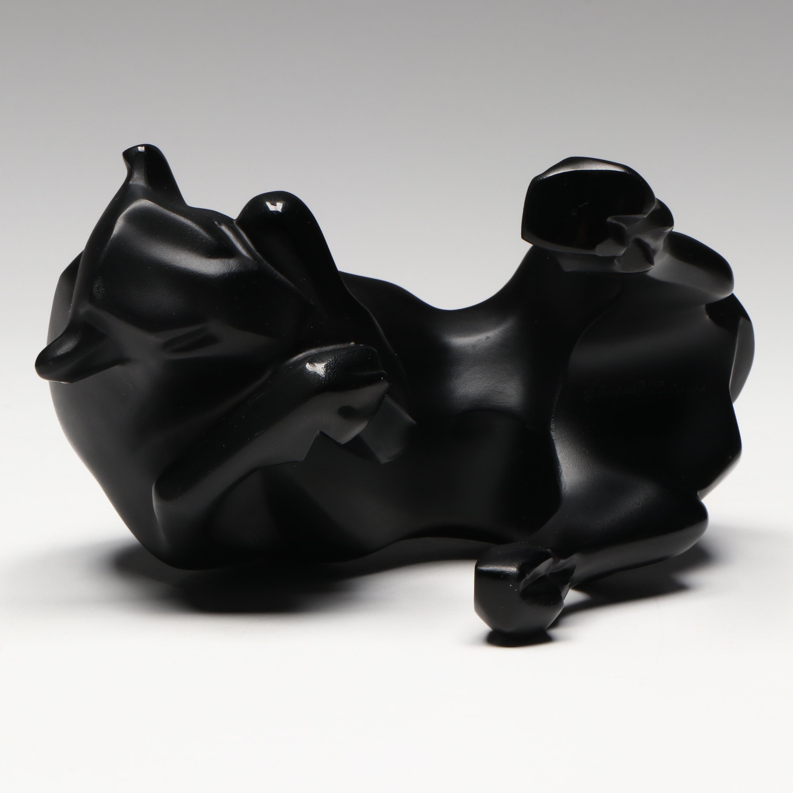 Lalique "Auroch Taureau" Noire Crystal Bull Figurine