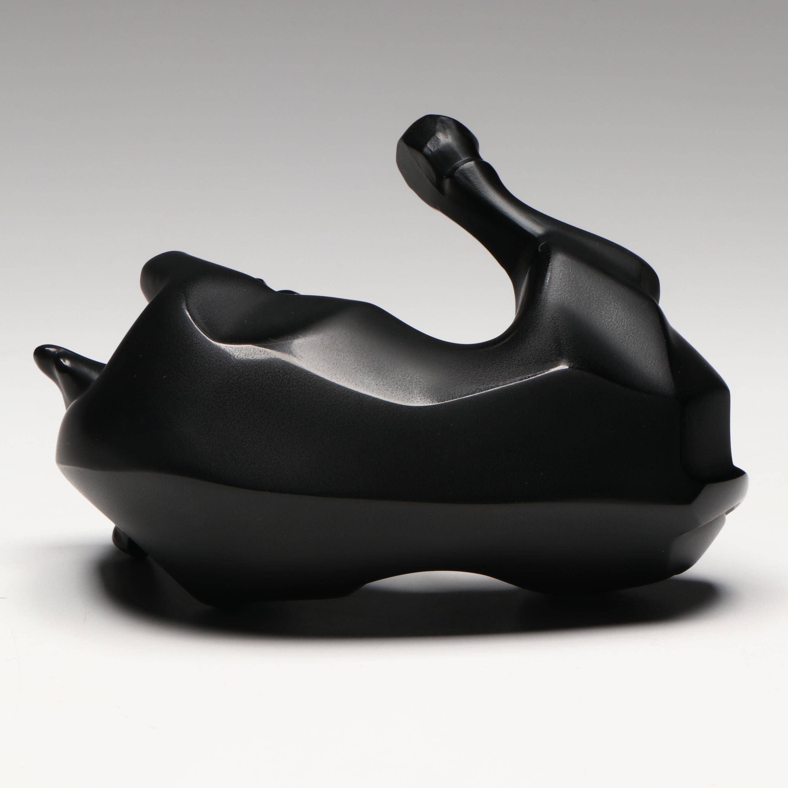 Lalique "Auroch Taureau" Noire Crystal Bull Figurine