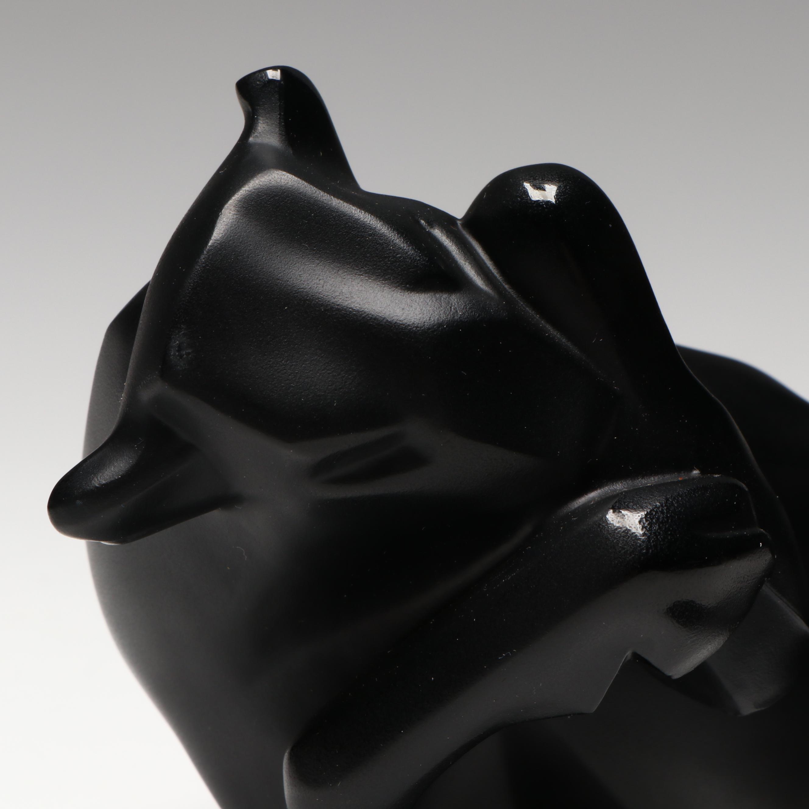 Lalique "Auroch Taureau" Noire Crystal Bull Figurine