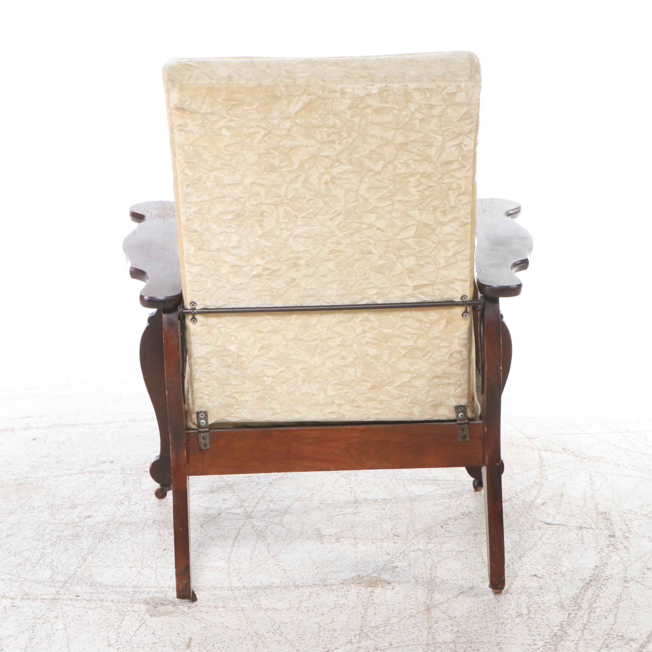 Victorian Press-Carved Oak Morris Chair, Late 19th/Early 20th Century