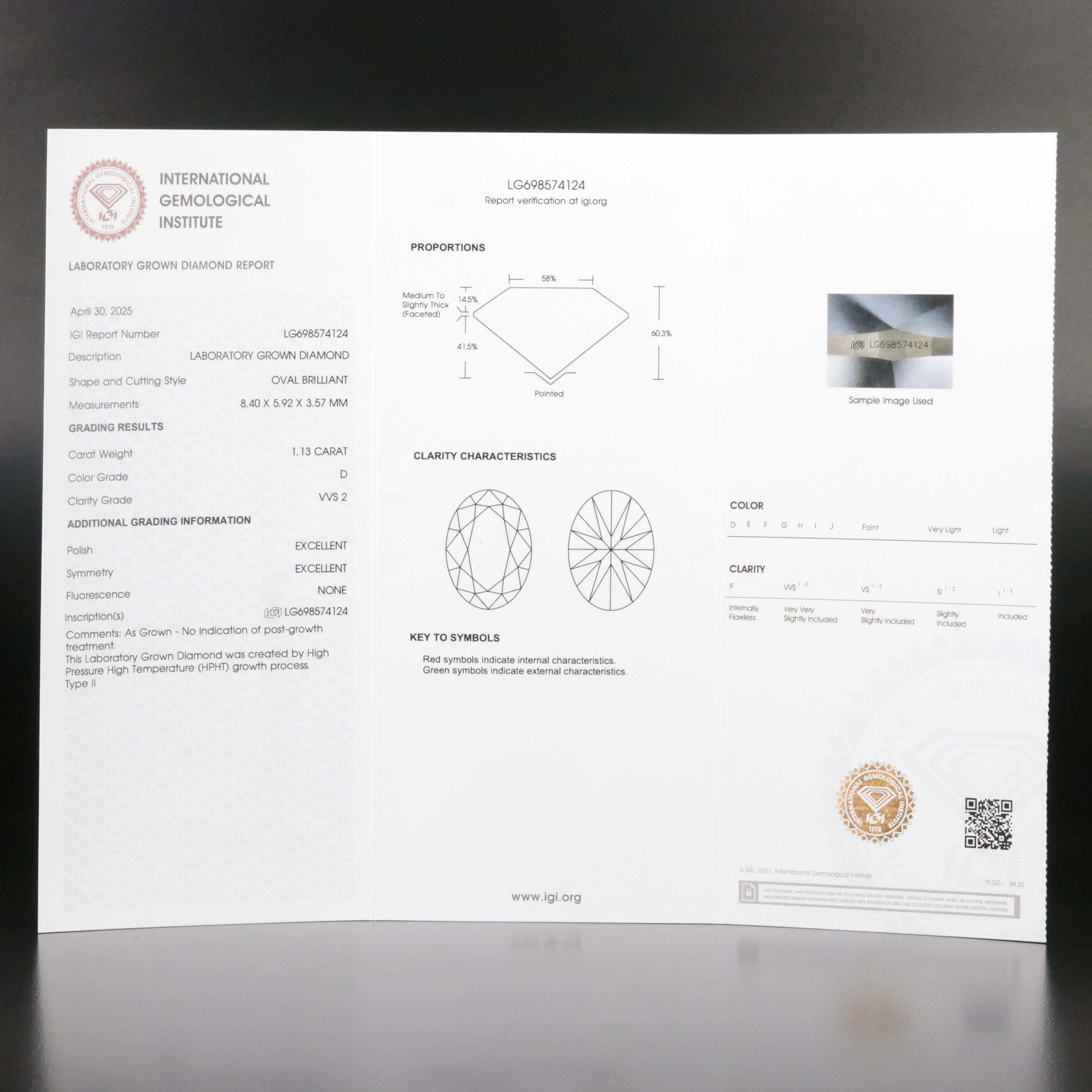 14K 1.13 CT Lab Grown Diamond Solitaire Ring with IGI Report