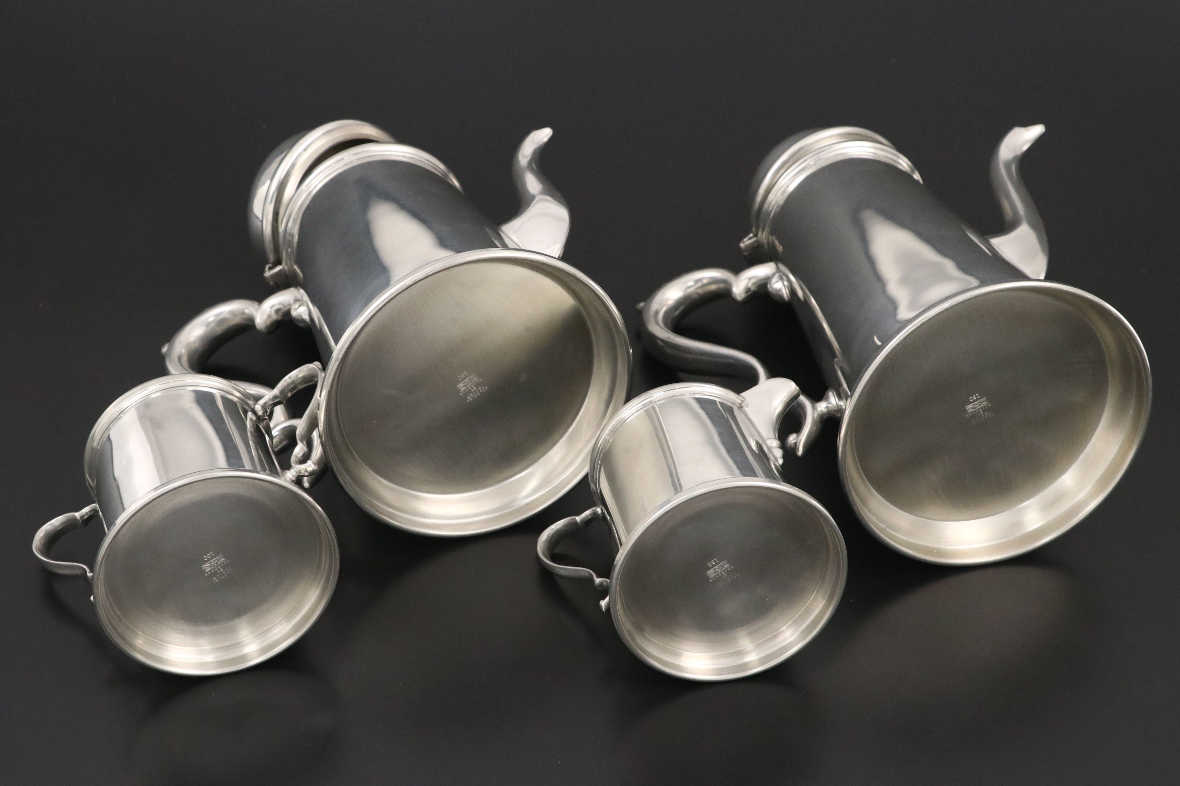 Boardman Tea and Coffee Set with Other Colonial Style Pewter Serving Pieces