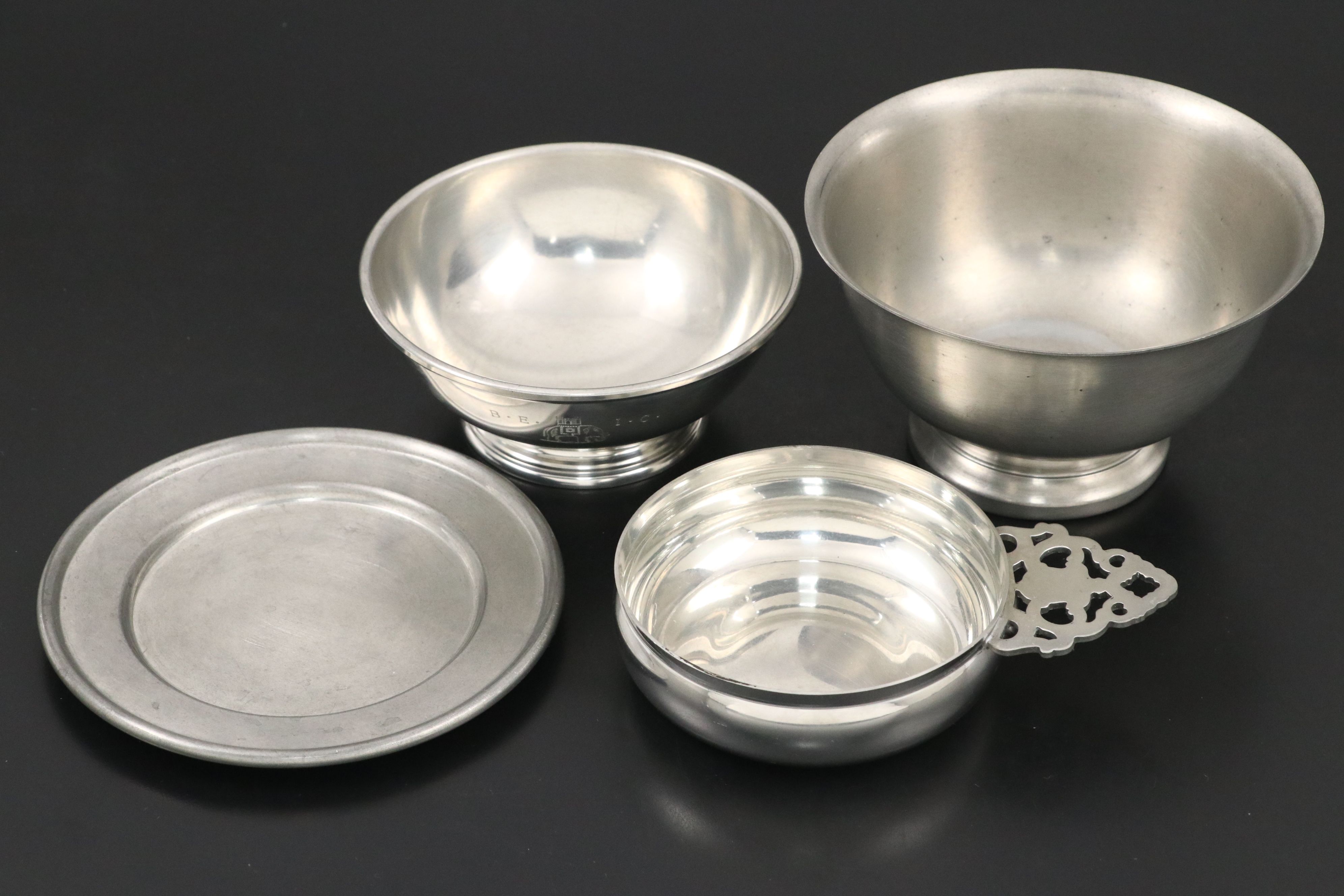 Boardman Tea and Coffee Set with Other Colonial Style Pewter Serving Pieces