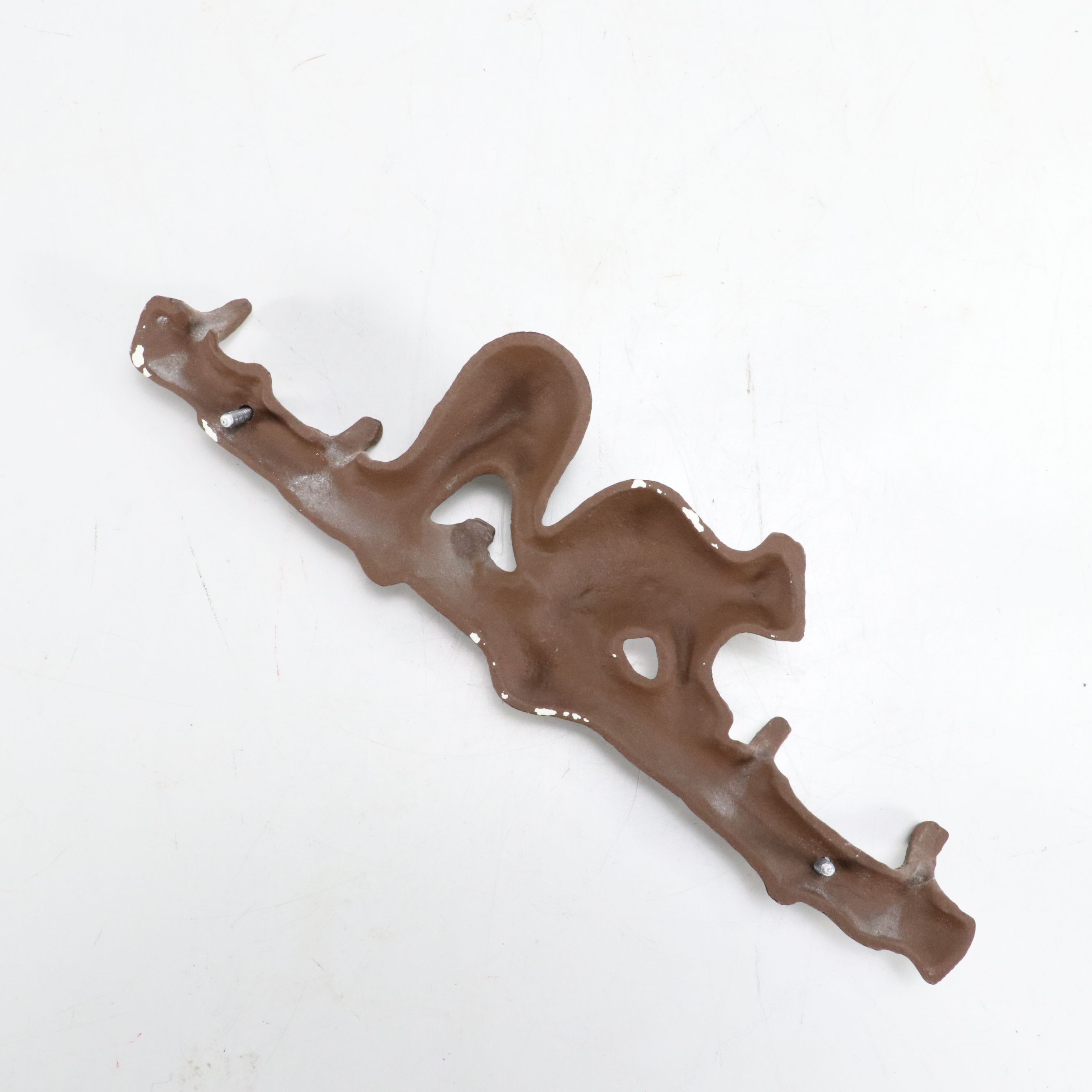 Cast Iron Squirrel Coat Hook with Curtain Rod and Brackets