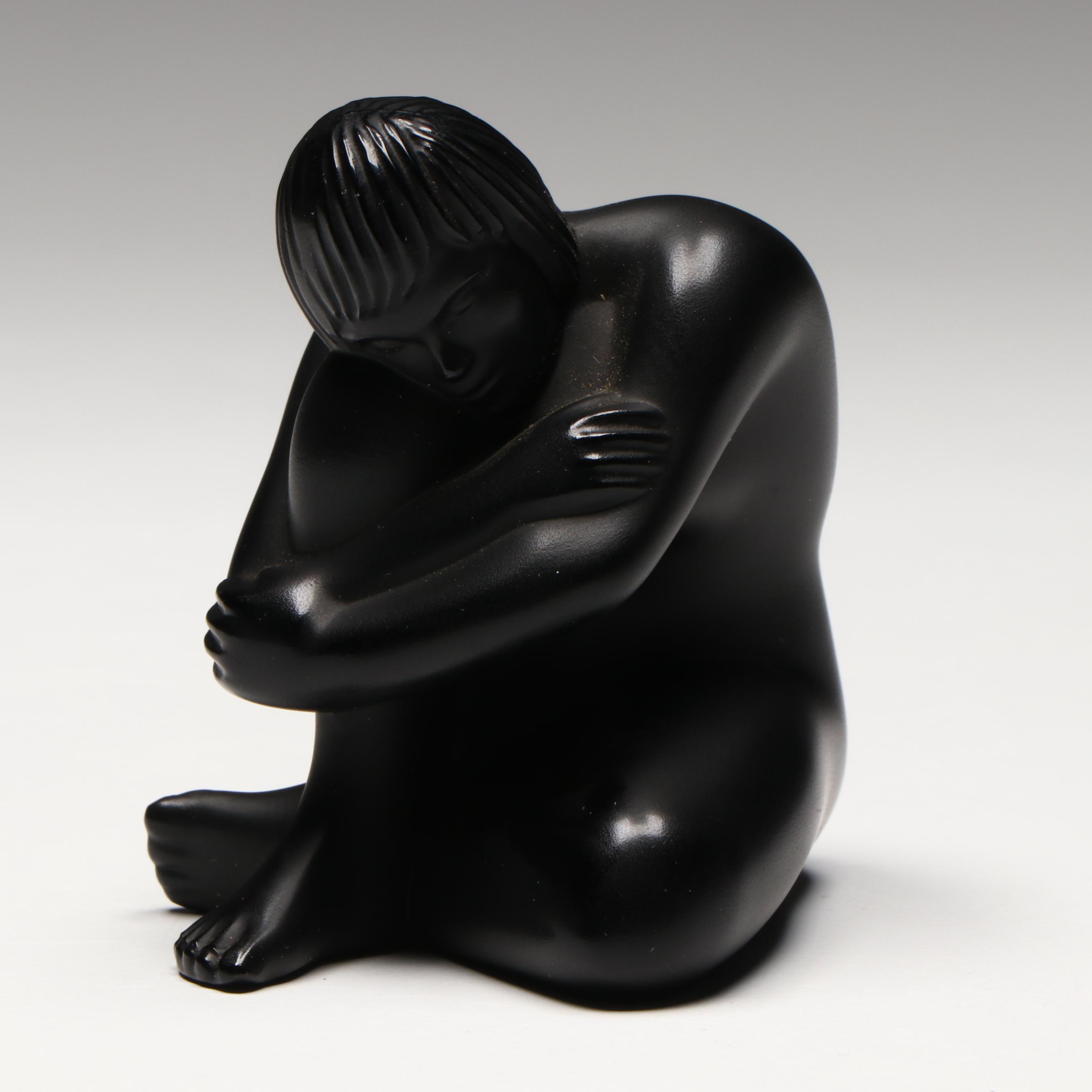 Lalique "Seated Nude" Noire Crystal Figurine