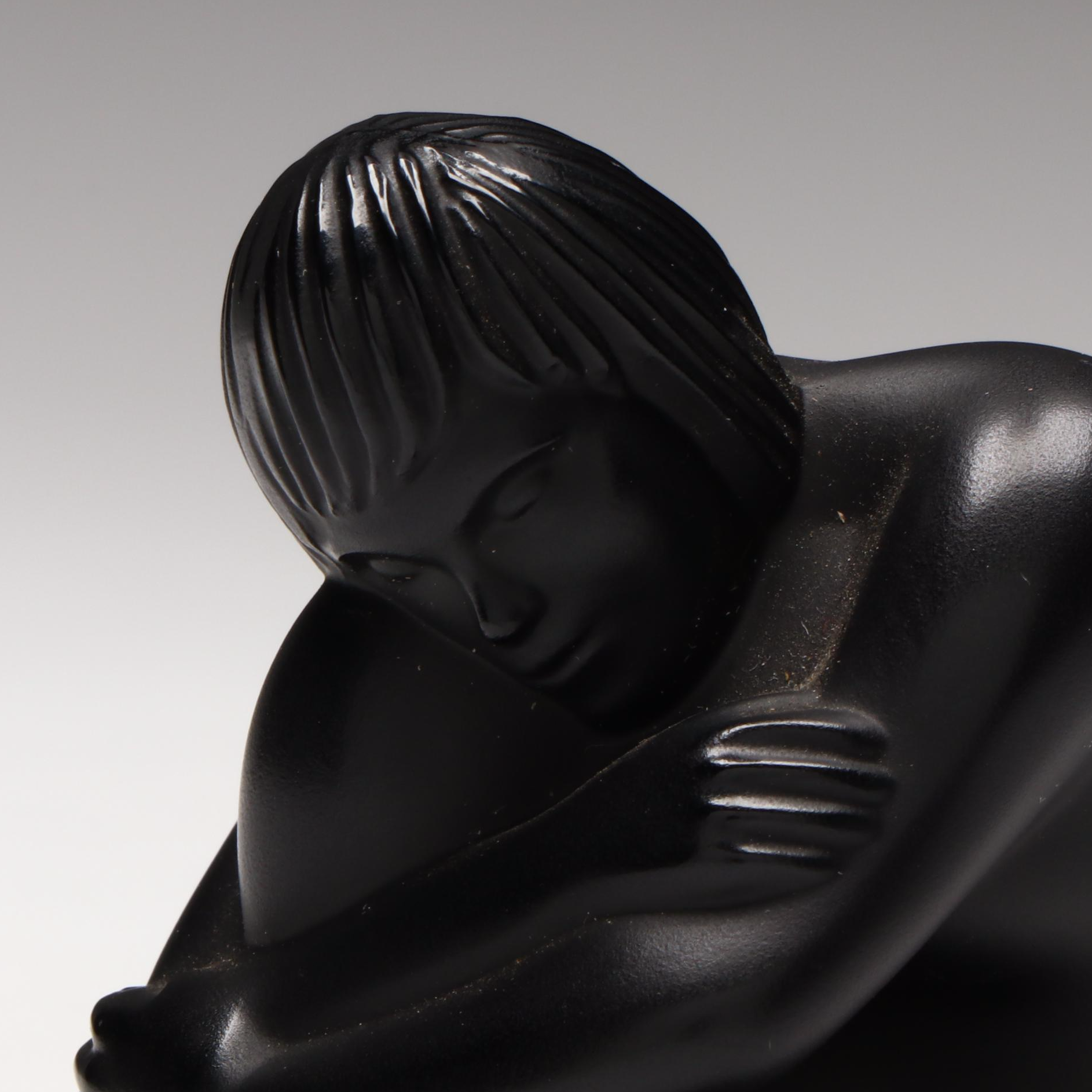 Lalique "Seated Nude" Noire Crystal Figurine