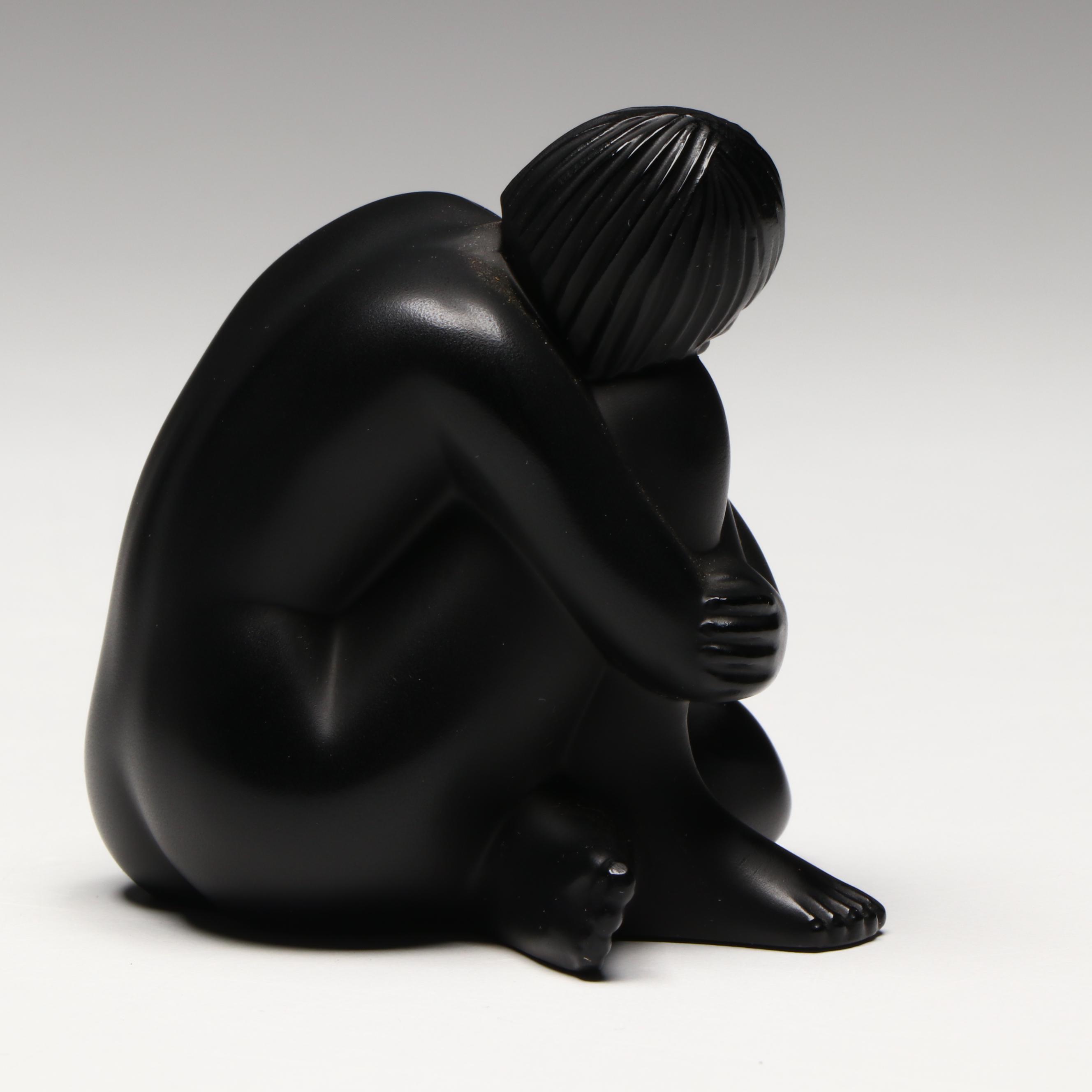 Lalique "Seated Nude" Noire Crystal Figurine