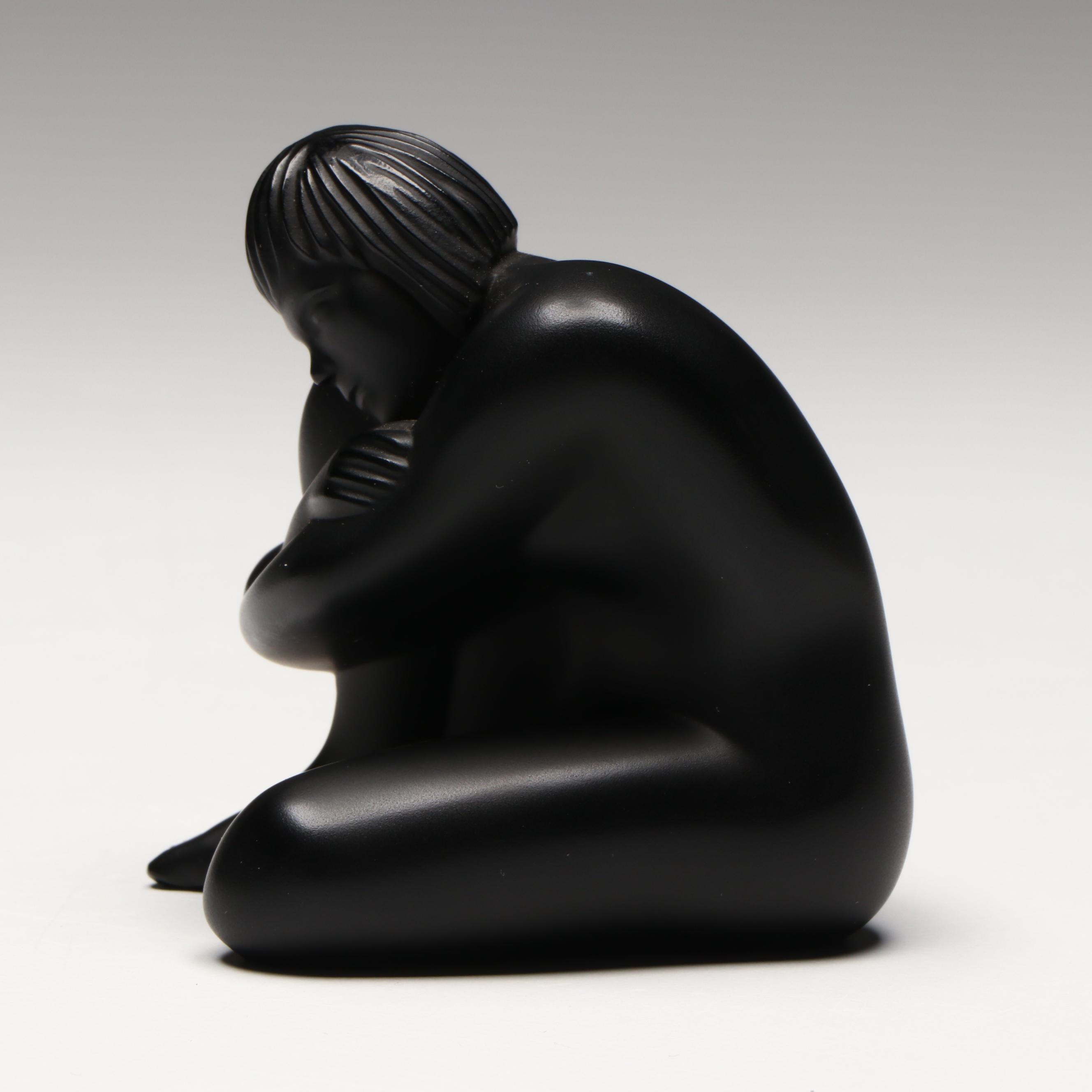 Lalique "Seated Nude" Noire Crystal Figurine