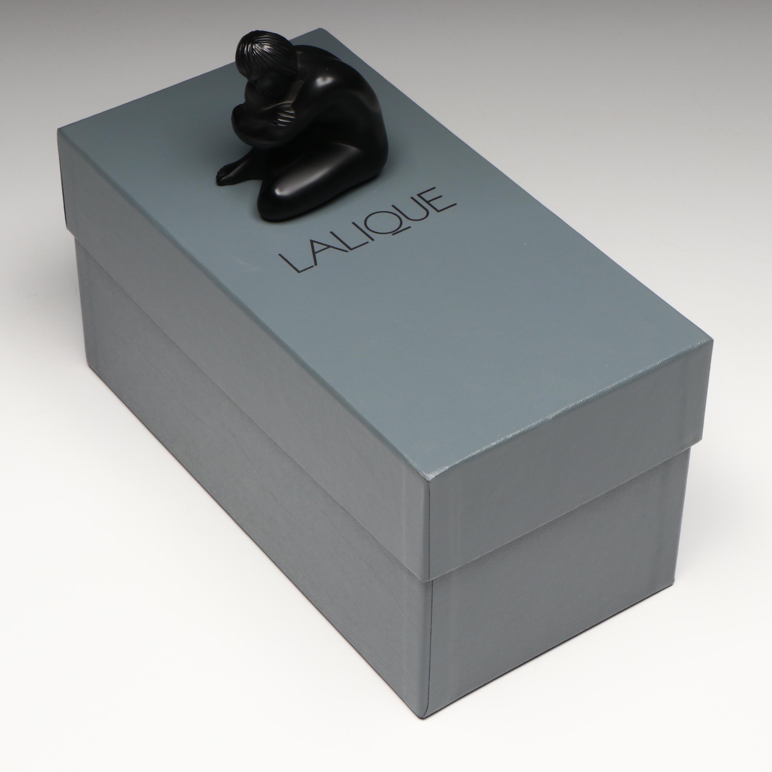 Lalique "Seated Nude" Noire Crystal Figurine