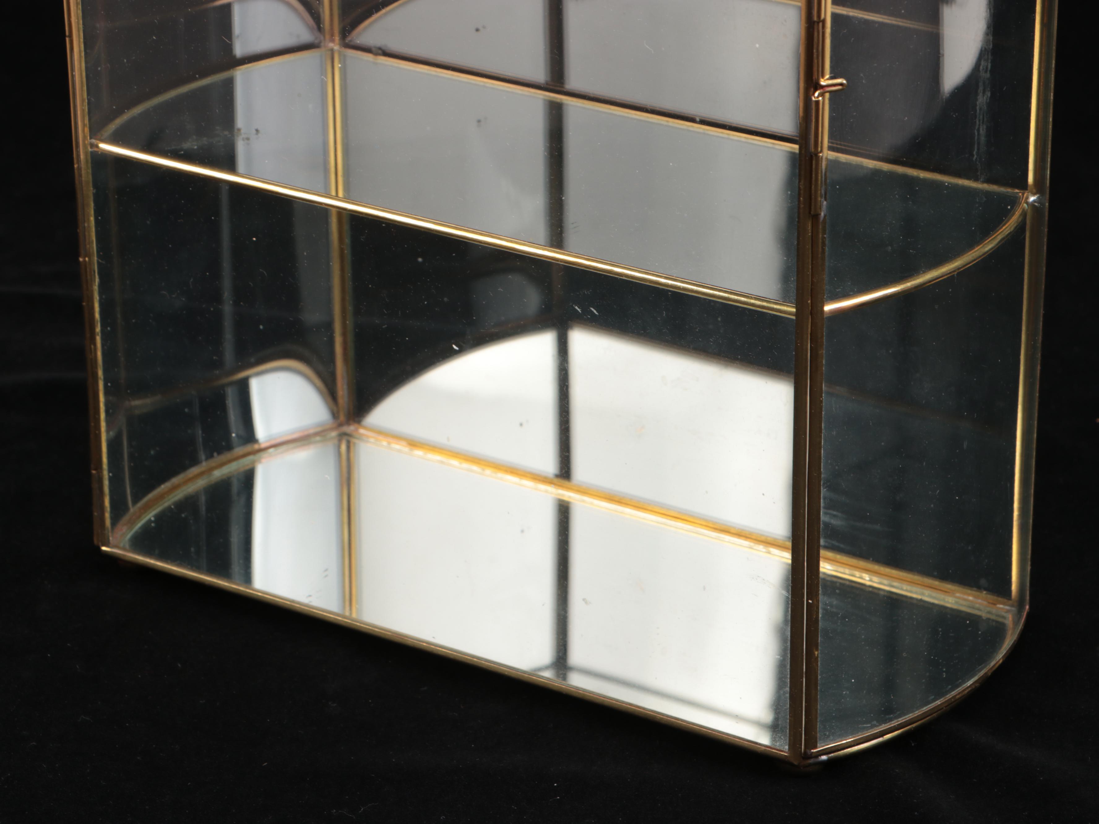 Brass Finish and Glass Decorative Shelving