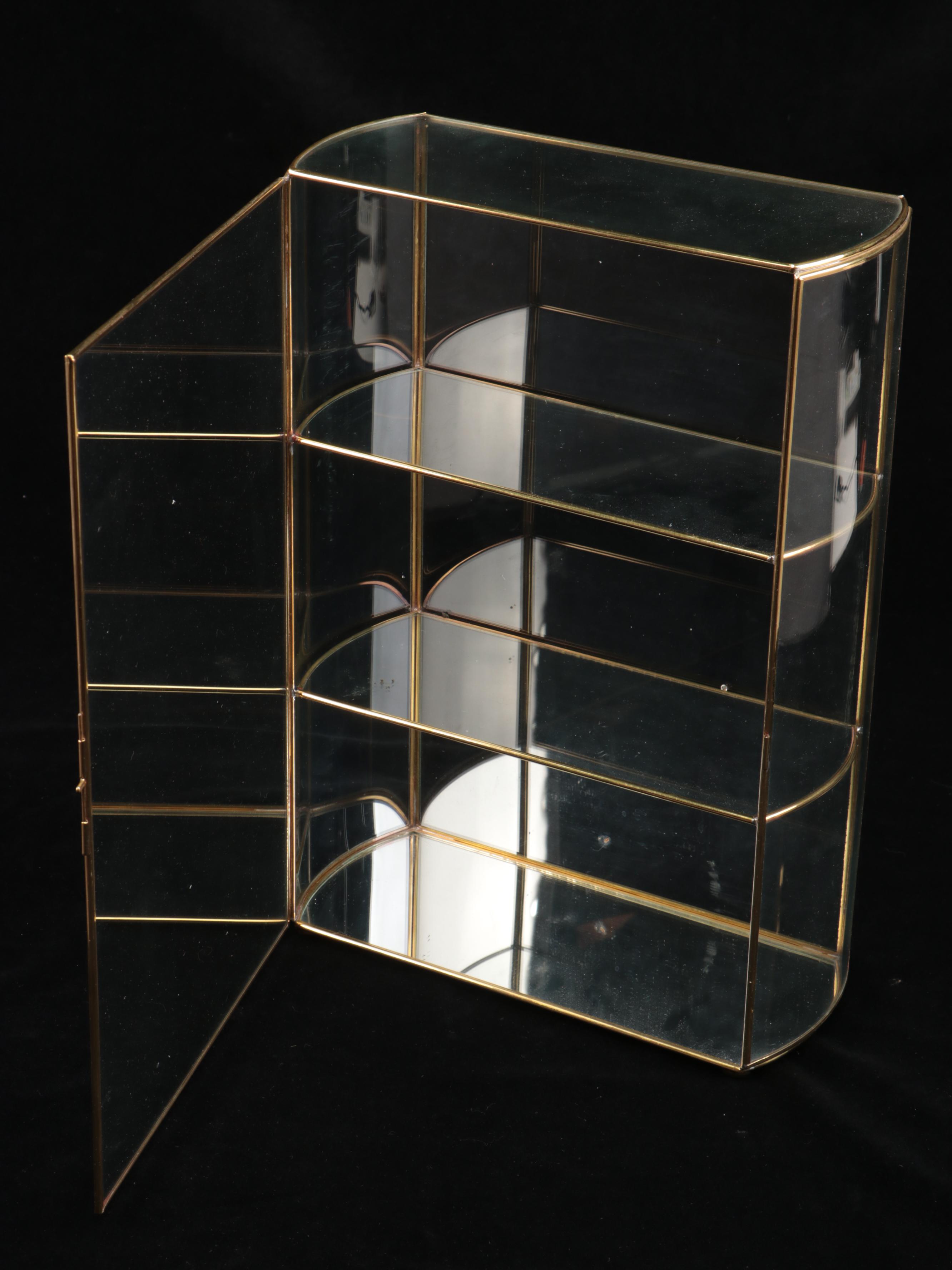 Brass Finish and Glass Decorative Shelving