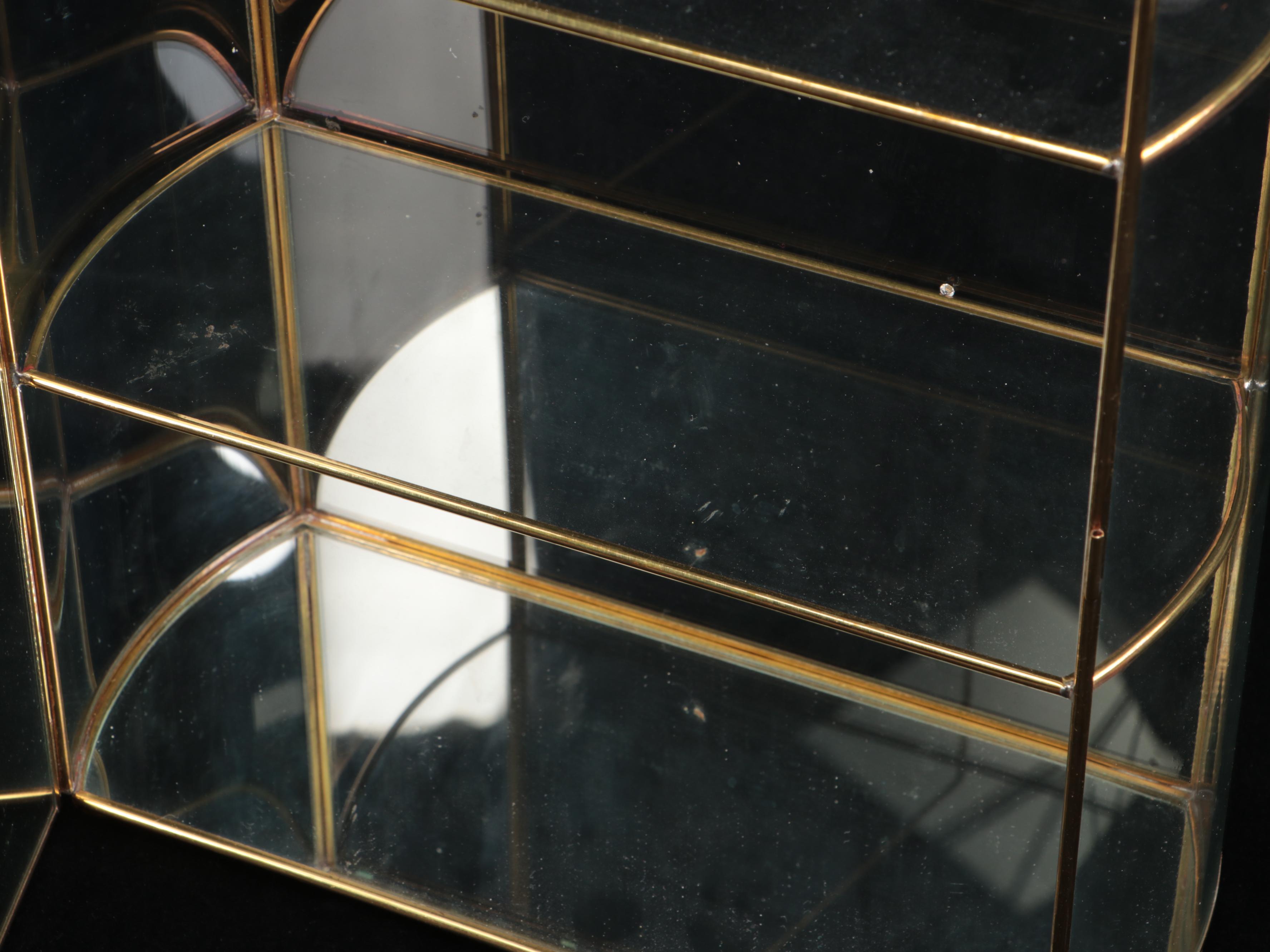 Brass Finish and Glass Decorative Shelving