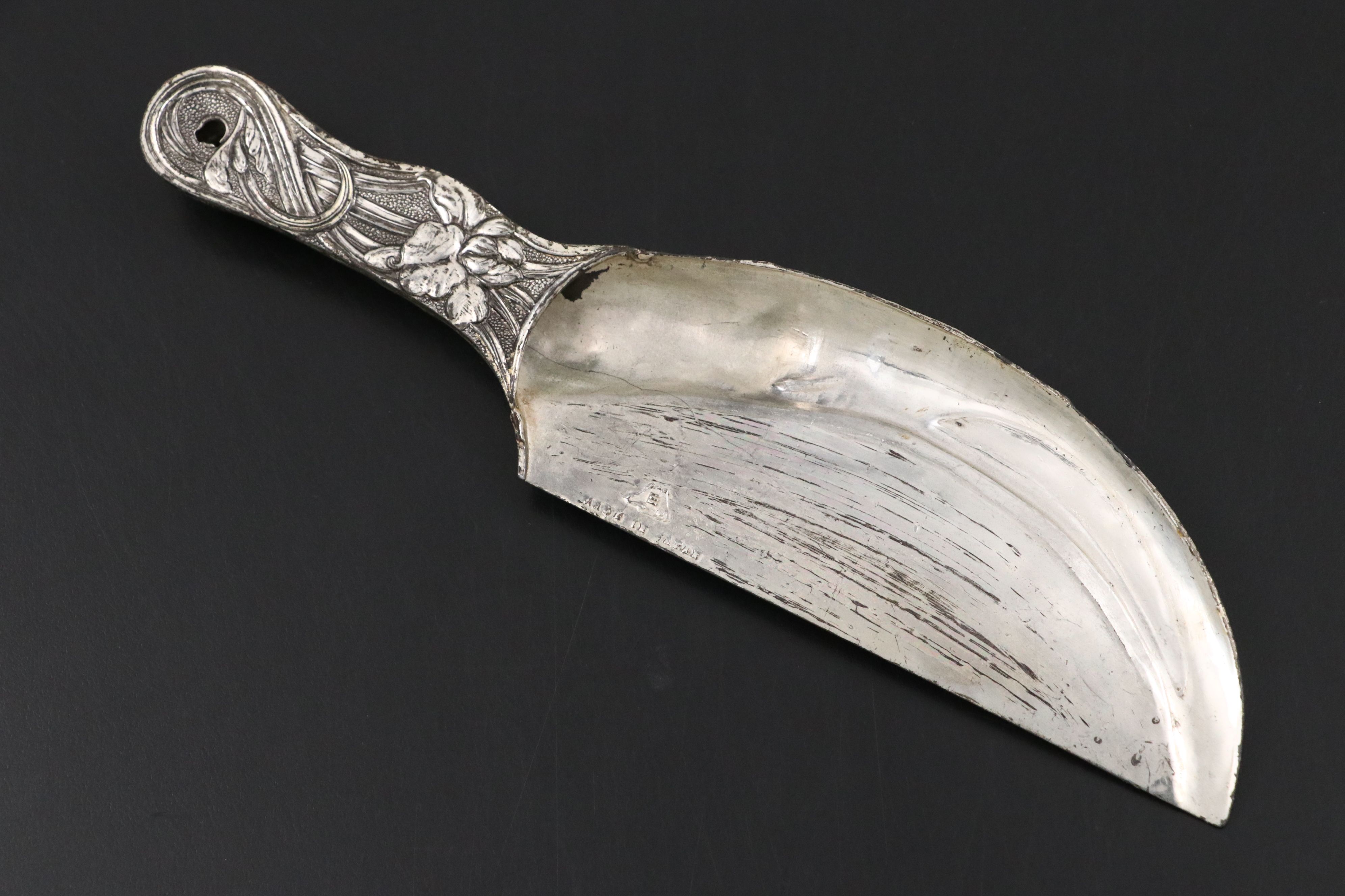 Japanese Silver Plate Crumb Catcher Set, Early to Mid-20th Century