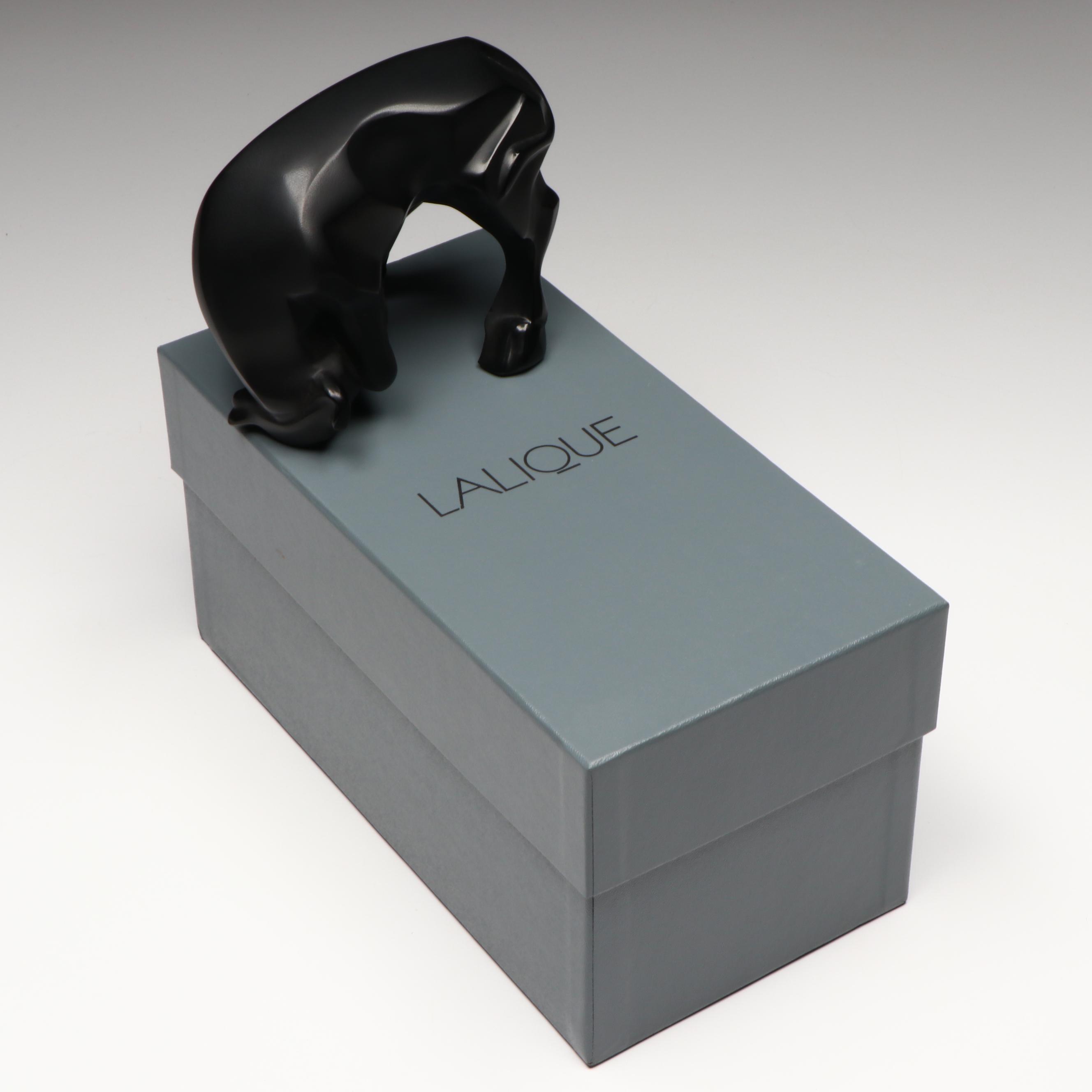 Lalique "Auroch Taureau" Noire Crystal Bull Figurine