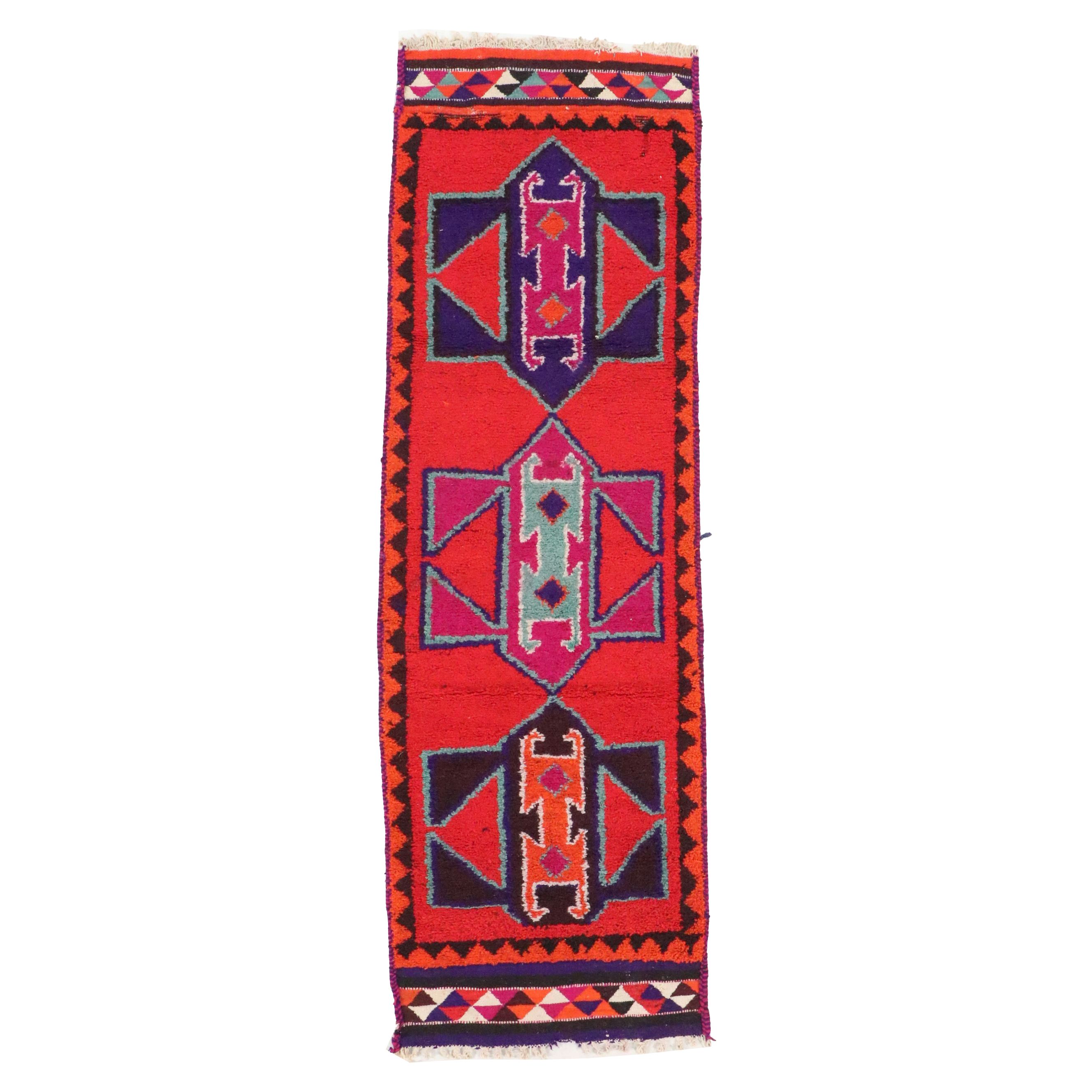 3'7 x 11'6 Hand-Knotted Moroccan Berber Long Rug