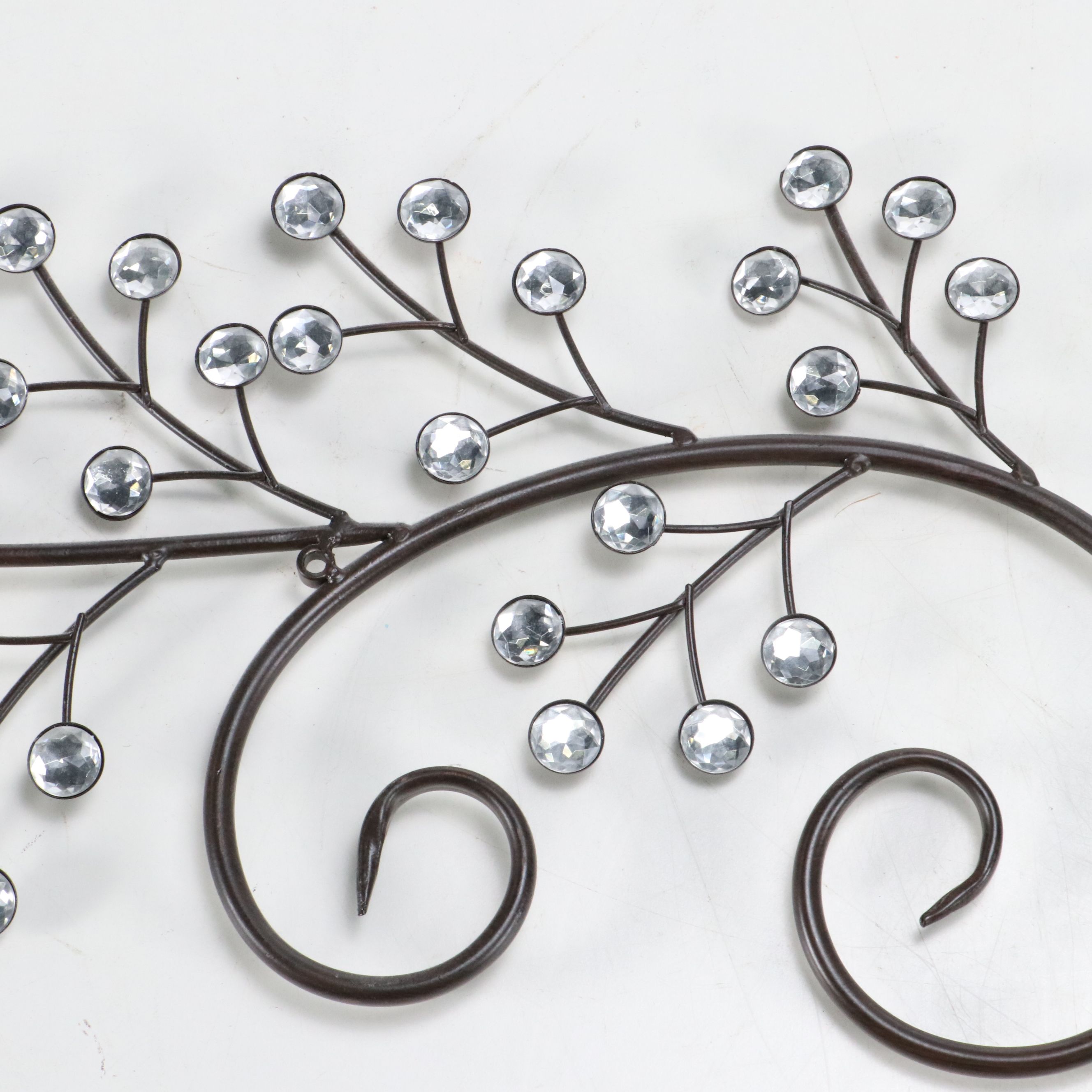Contemporary Bejeweled Branch Metal Wall Hanging