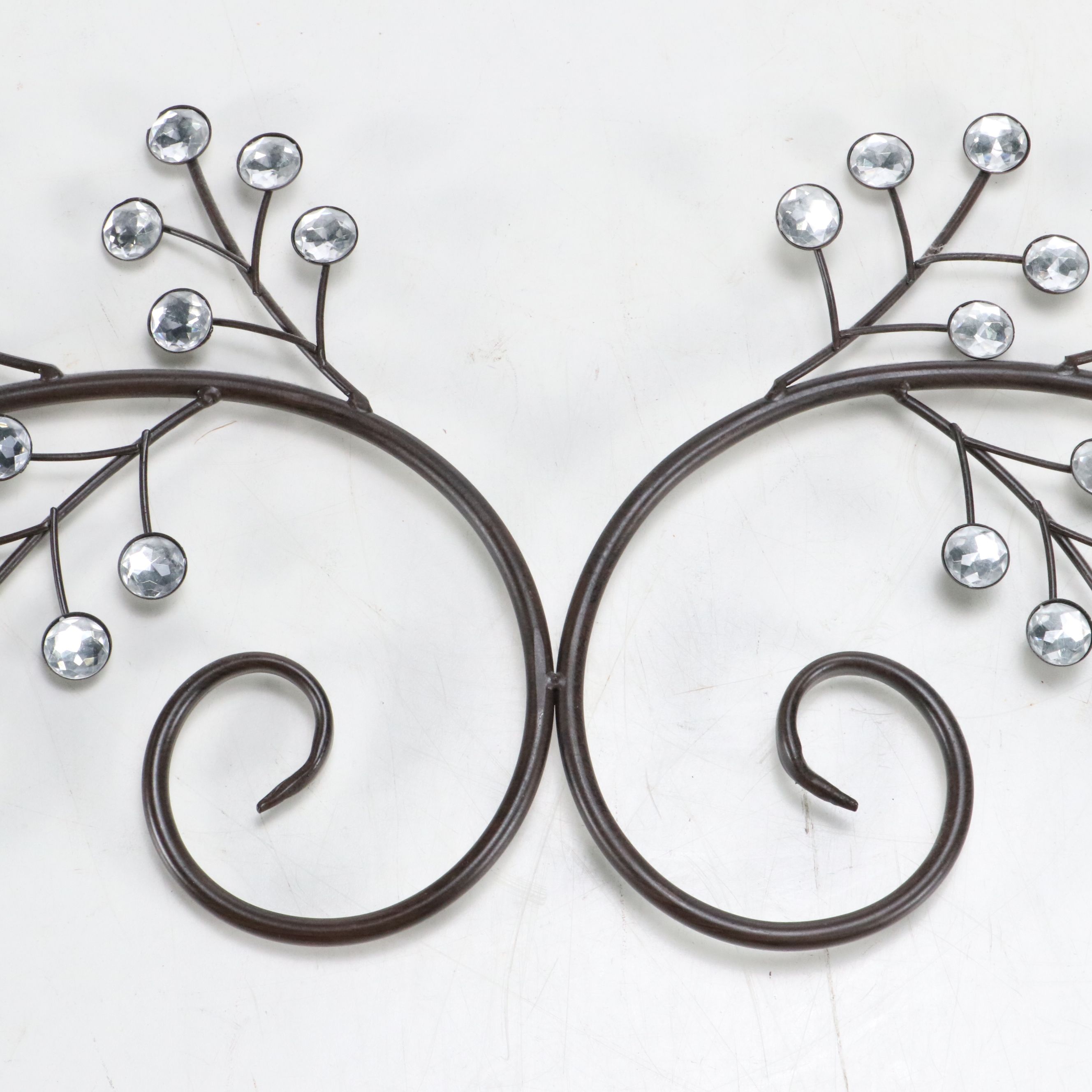 Contemporary Bejeweled Branch Metal Wall Hanging