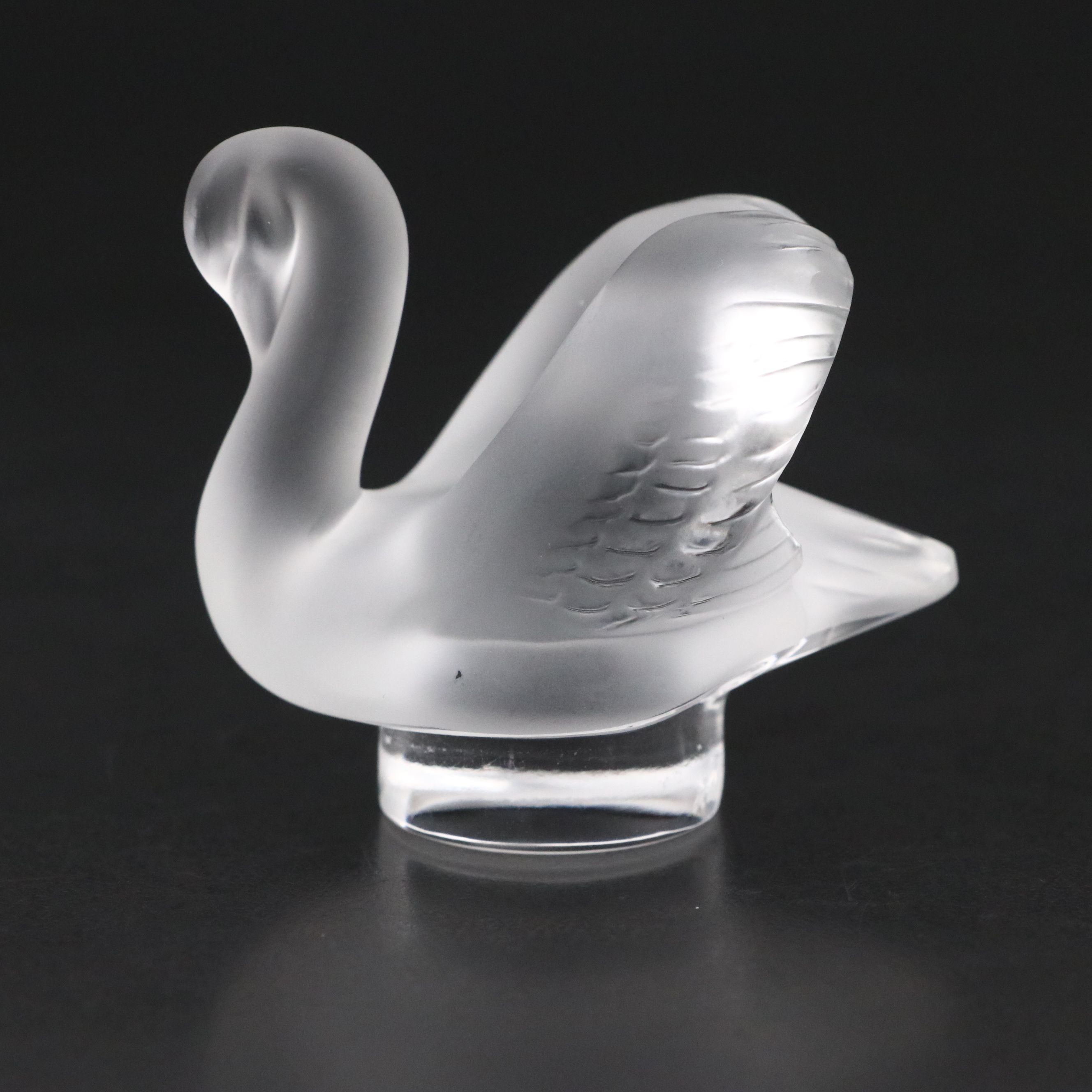 Lalique "Cygne" Frosted and Clear Crystal Swan Letter Seal