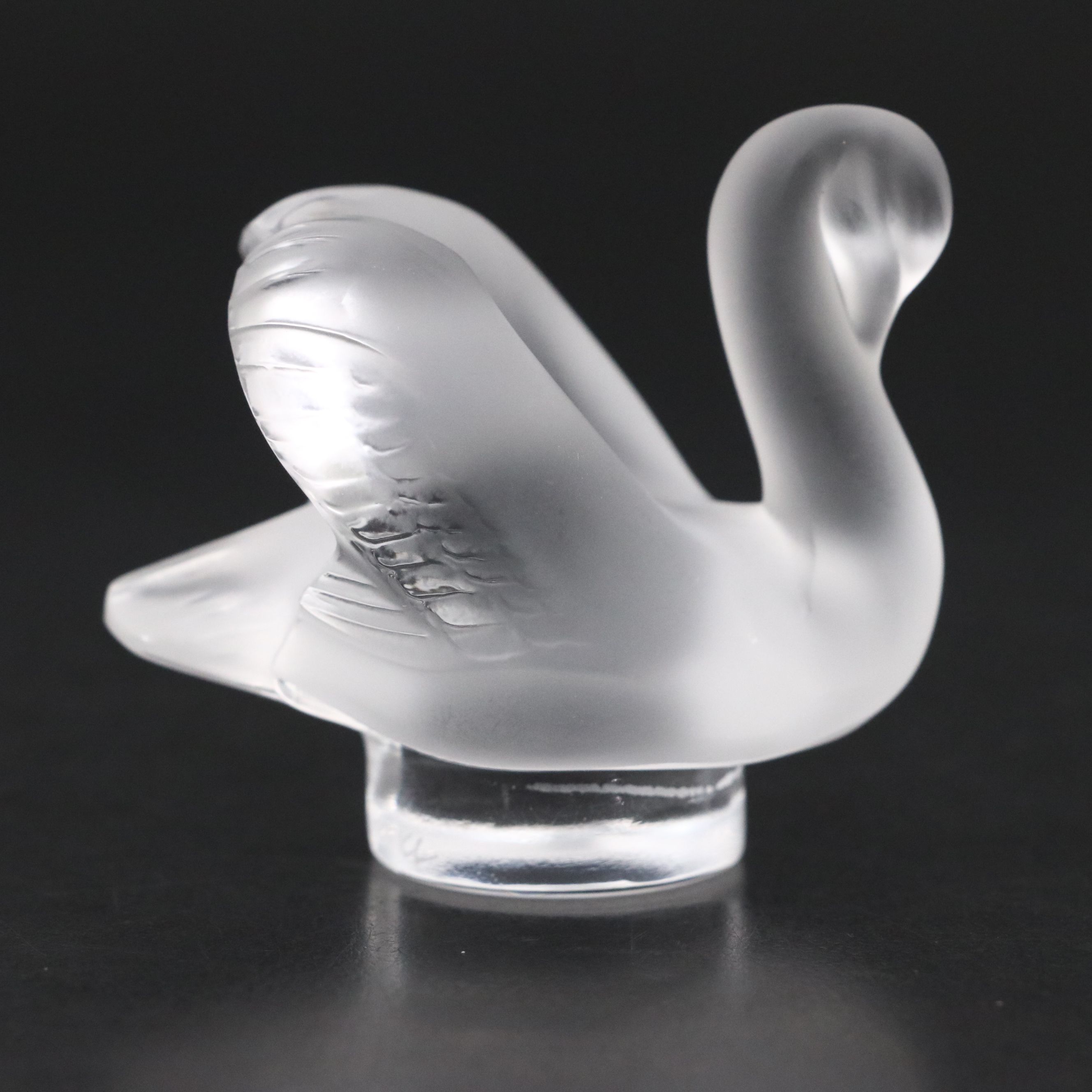 Lalique "Cygne" Frosted and Clear Crystal Swan Letter Seal
