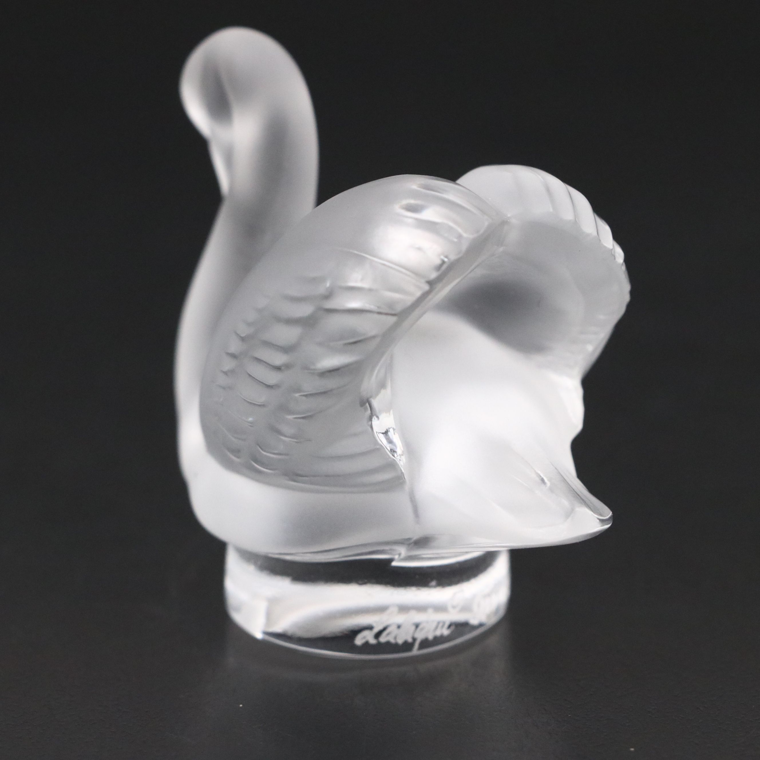 Lalique "Cygne" Frosted and Clear Crystal Swan Letter Seal