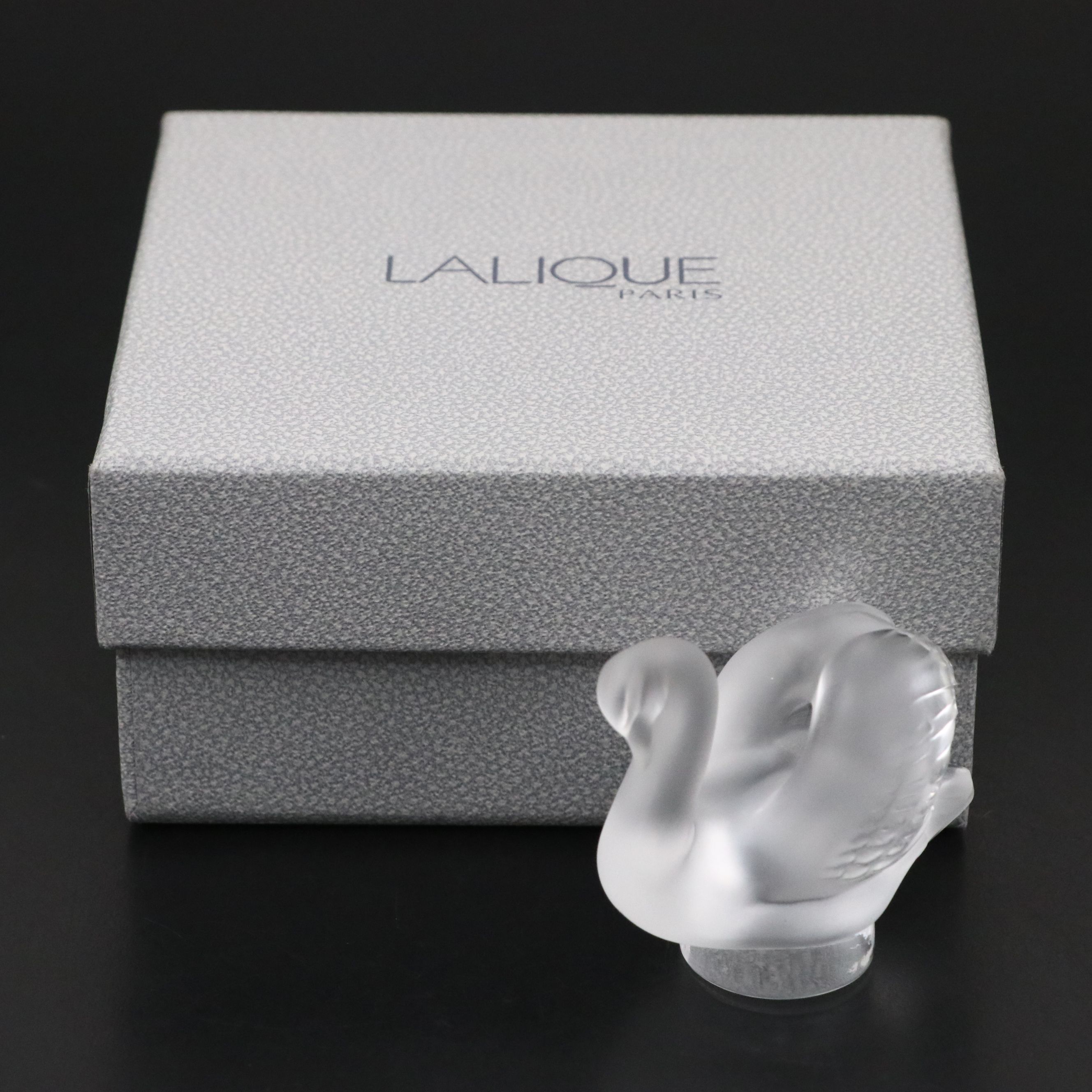 Lalique "Cygne" Frosted and Clear Crystal Swan Letter Seal